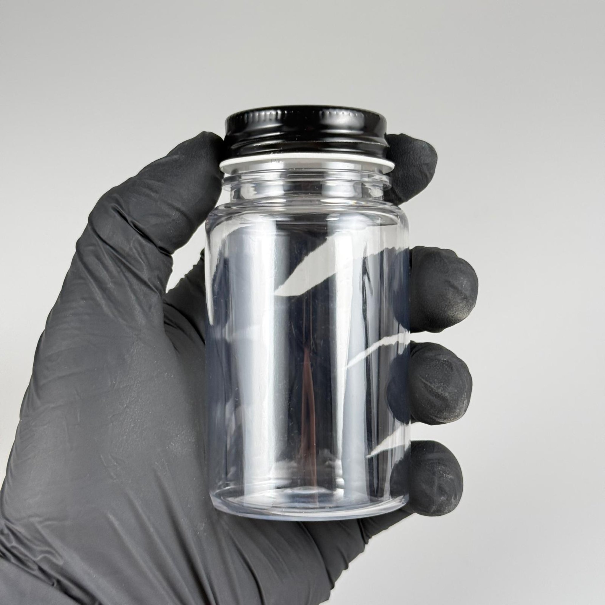 100 CC ŞEFFAF PET PUDRA ŞİŞESİ + KÖPÜK CONTALI SİYAH METAL KAPKLI + PUDRA TIPALI TAKIM - 100 ML PUDRA KUTUSU, EKO TUZLUK
