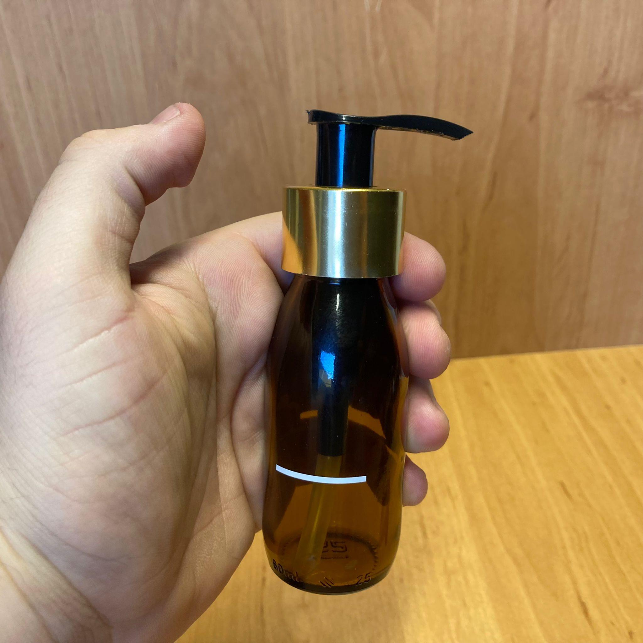 60 CC AMBER CAM ŞİŞE - GOLD POMPALI - 60 ML KAHVERENGİ POMPALI ŞİŞE