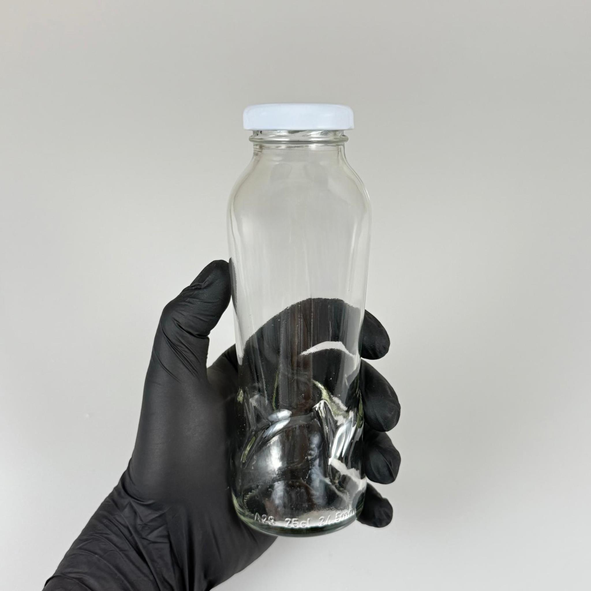250 CC PAŞABAHÇE CAM MEYVE SUYU ŞİŞESİ - BEYAZ METAL KAPAKLI - 250 ML CAM ŞİŞE - KONSERVEYE UYGUN
