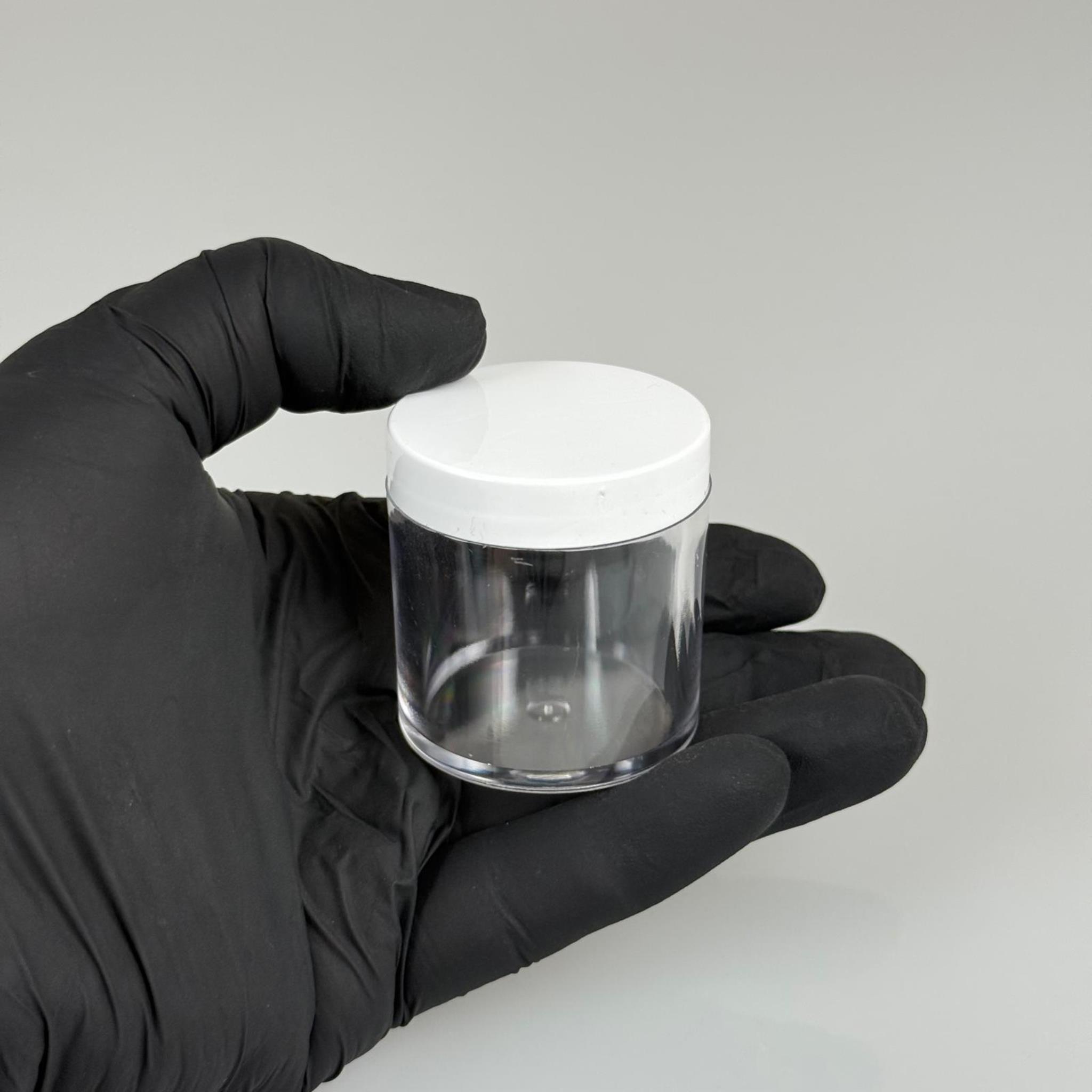 30 CC KRİSTAL KAVANOZ - BEYAZ PLASTİK KAPAKLI  - 30 ML KREM KAVANOZ KALIN ŞEFFAF PLASTİK MİKA AKRİLİK
