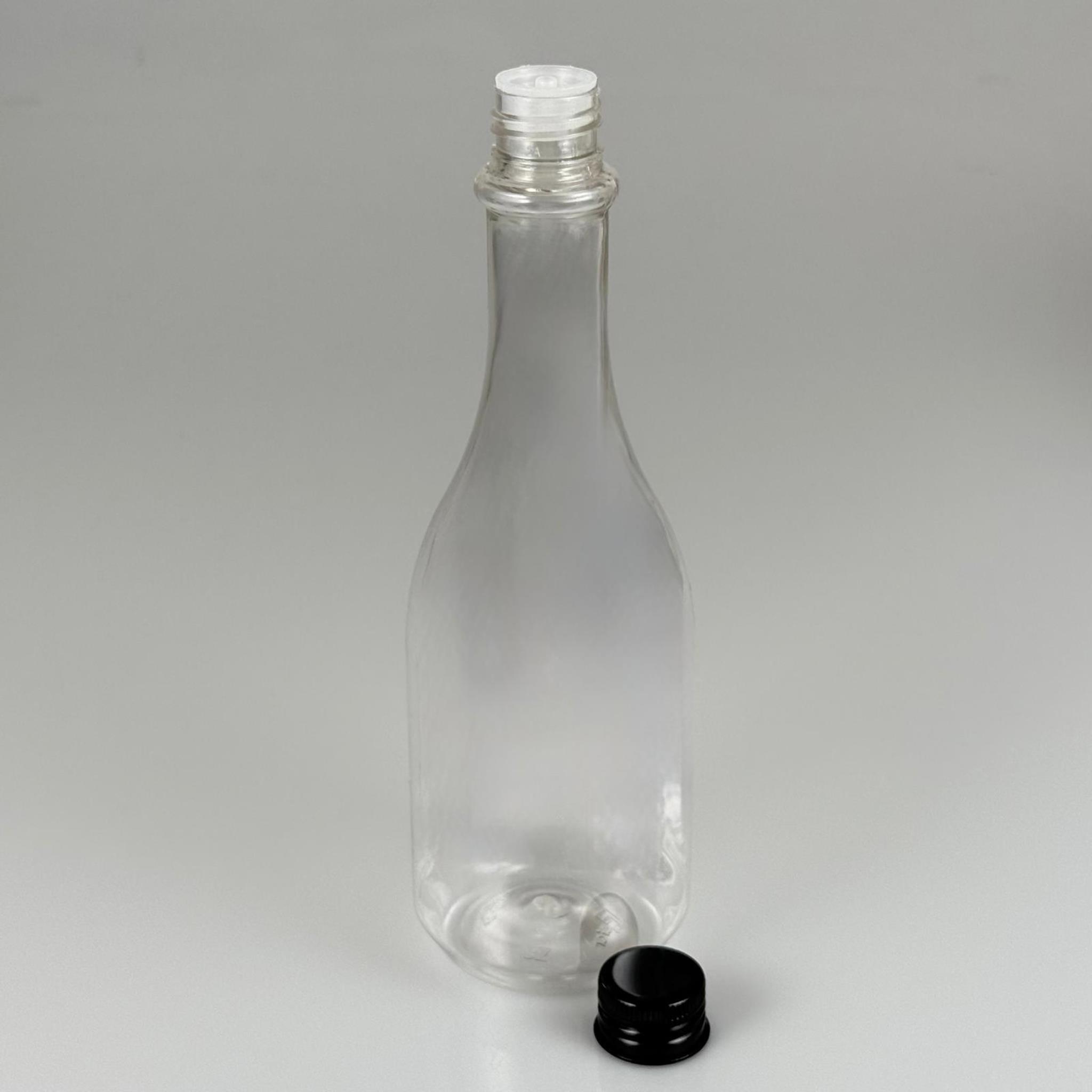 400 CC ŞEFFAF ELİT MODEL PET ŞİŞE (24 AĞIZ) + KÖPÜK CONTALI SİYAH METAL ALÜMİNYUM KAPAK + KOLONYA TIPASI TAKIM - 400 ML KAPAKLI PLASTİK ŞİŞELER