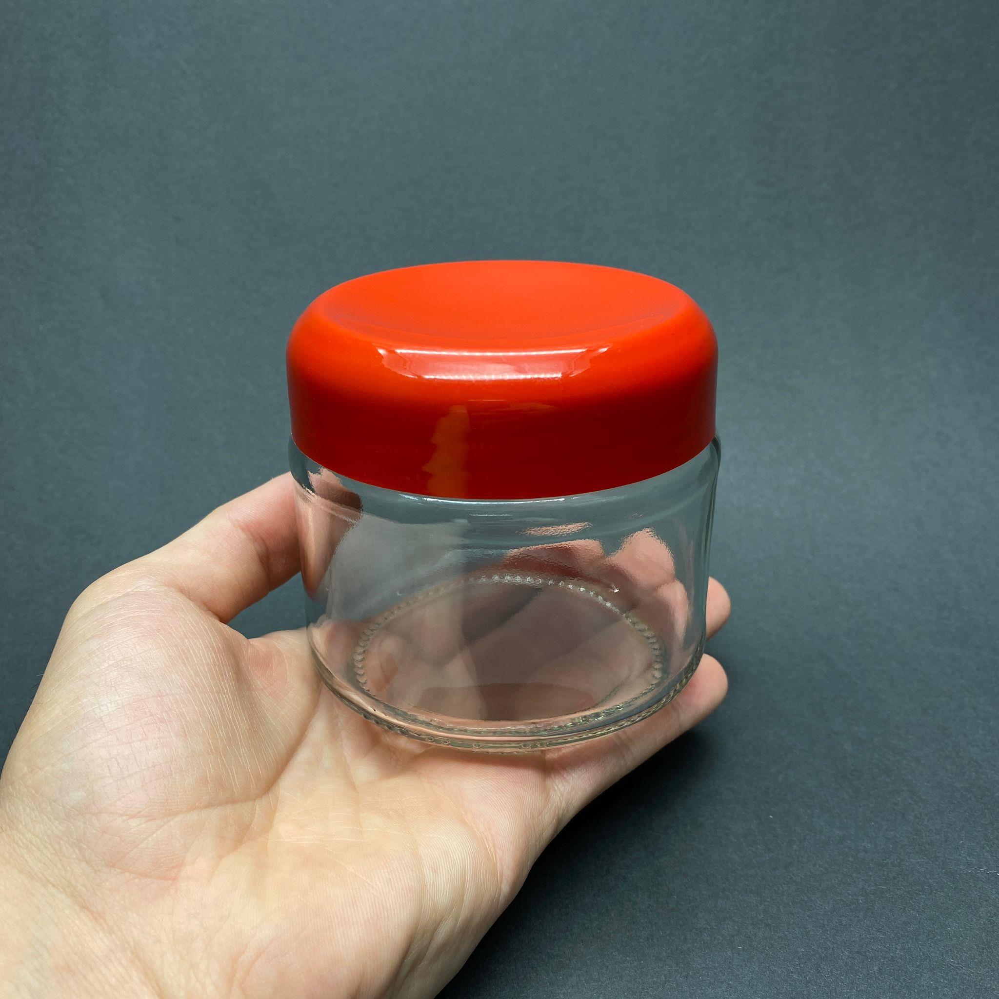 300 CC CAM KAVANOZ - (SİLME HACİM 330 ML) KIRMIZI PLASTİK KAPAKLI - 300 ML CAM KAVANOZ - MAGNOLİA KAVANOZU - PAŞABAHÇE