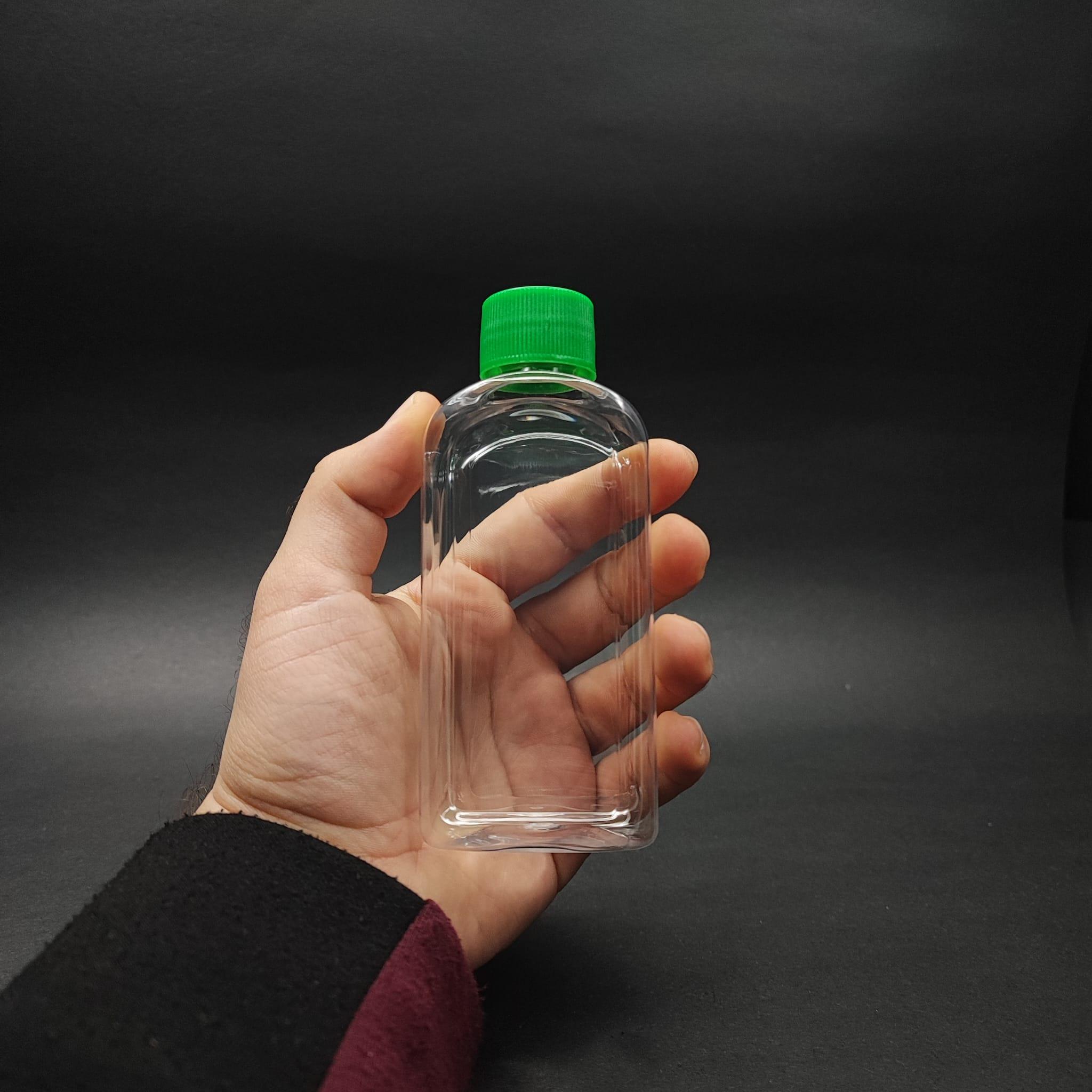 140 CC YASSI PET ŞİŞE - CONTALI YEŞİL KAPAKLI - 140 ML KAPAKLI PLASTİK ŞİŞE