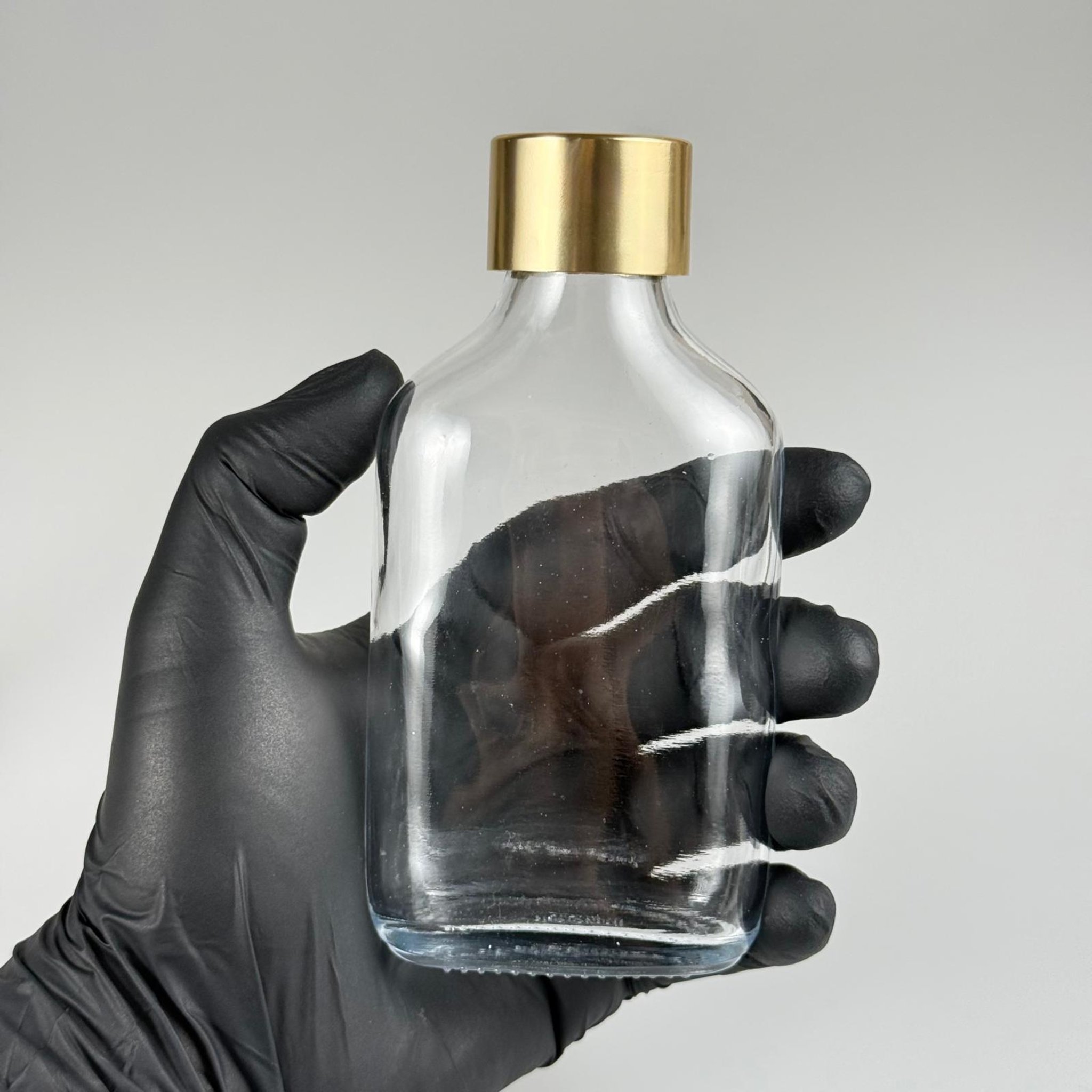 100 CC YASSI CAM COLD BREW ŞİŞE - SOĞUK KAHVE ŞİŞESİ + ALÜMİNYUM KAPLAMA GOLD KAPAKLI TAKIM -  100 ML YASSI CAM ŞİŞE