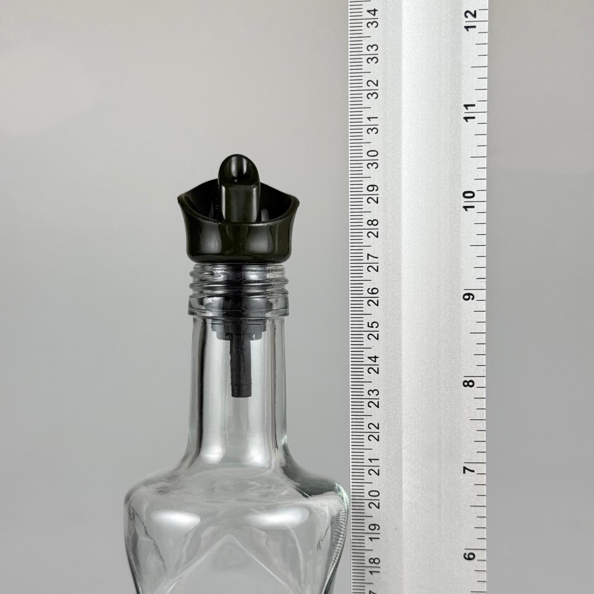 Akıtmaz Kapaklı Şık Cam Yağlık – Zeytinyağı ve Sirke İçin - Restoran Tipi 500 ML Şeffaf Yağdanlık Koyu Yeşil Akıtıcı Başlıklı