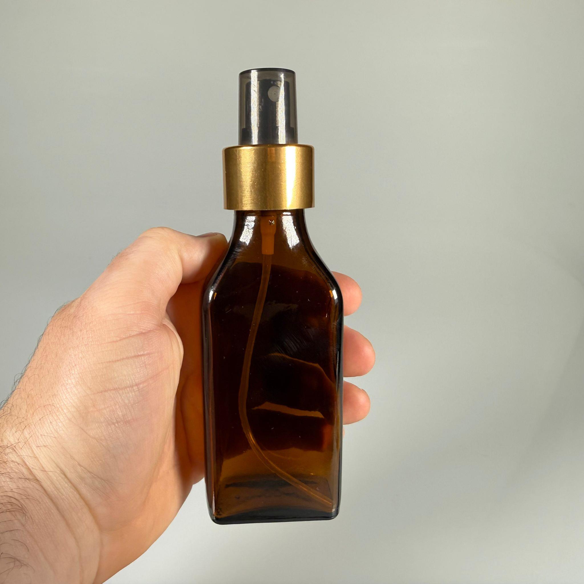 100 CC YASSI AMBER GOLD SPREY BAŞLIKLI CAM ŞİŞE - 100 ML KAHVERENGİ FISFIS KAPAKLI ŞİŞE