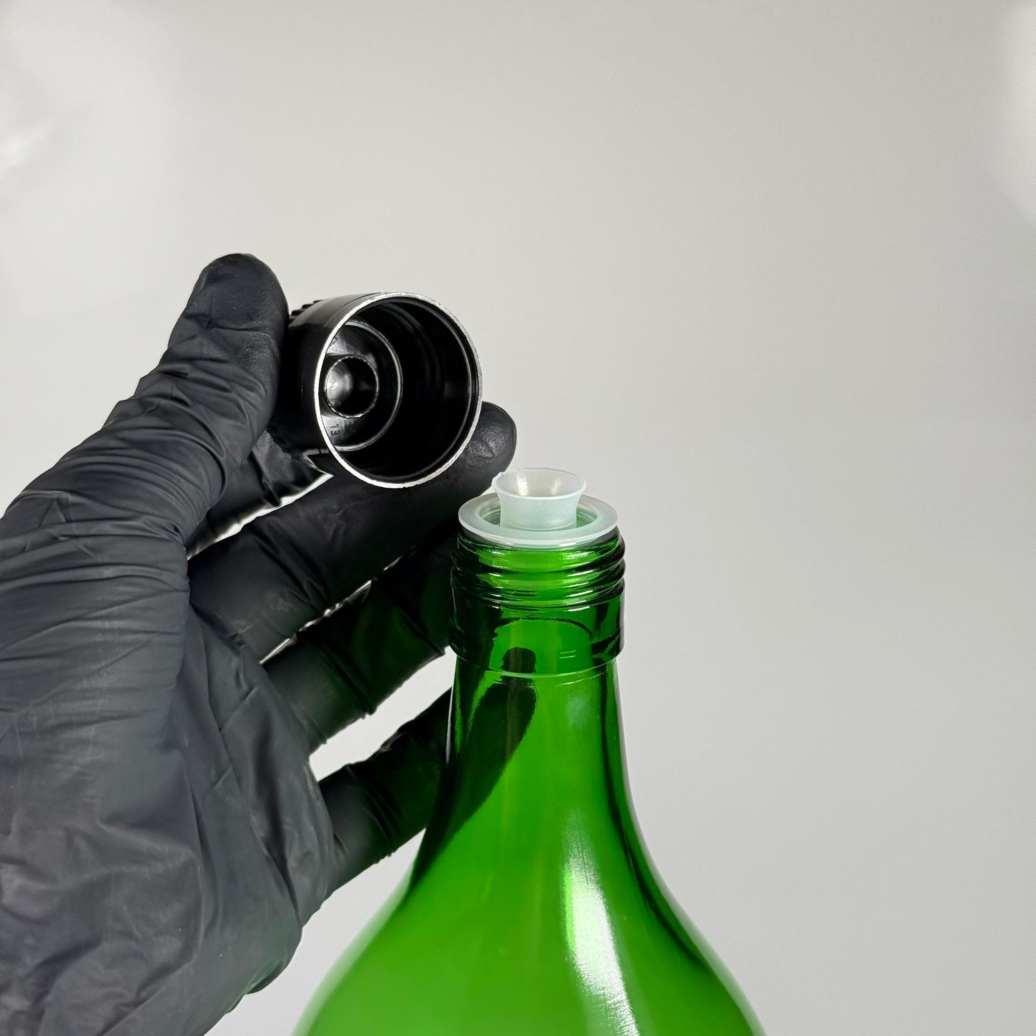 2000 CC CAM ŞİŞE YEŞİL - SİYAH AKITICILI DROP STOP KAPAKLI - 2 LİTRE CAM ŞİŞE - 2 LT CAM ŞİŞE