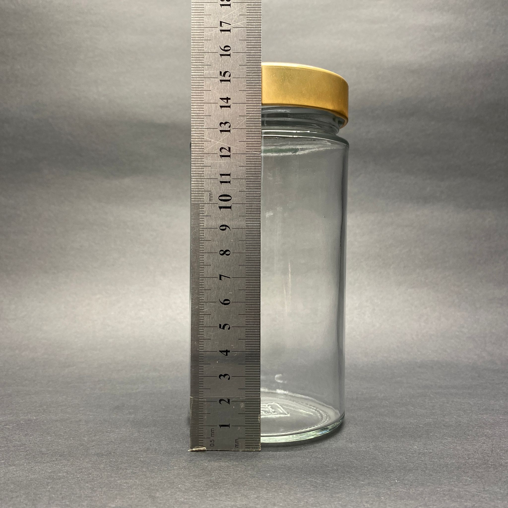 500 CC ALMAN KAVANOZ - GOLD METAL KAPAKLI - 500 ML DERİN KAPAKLI CAM KAVANOZ