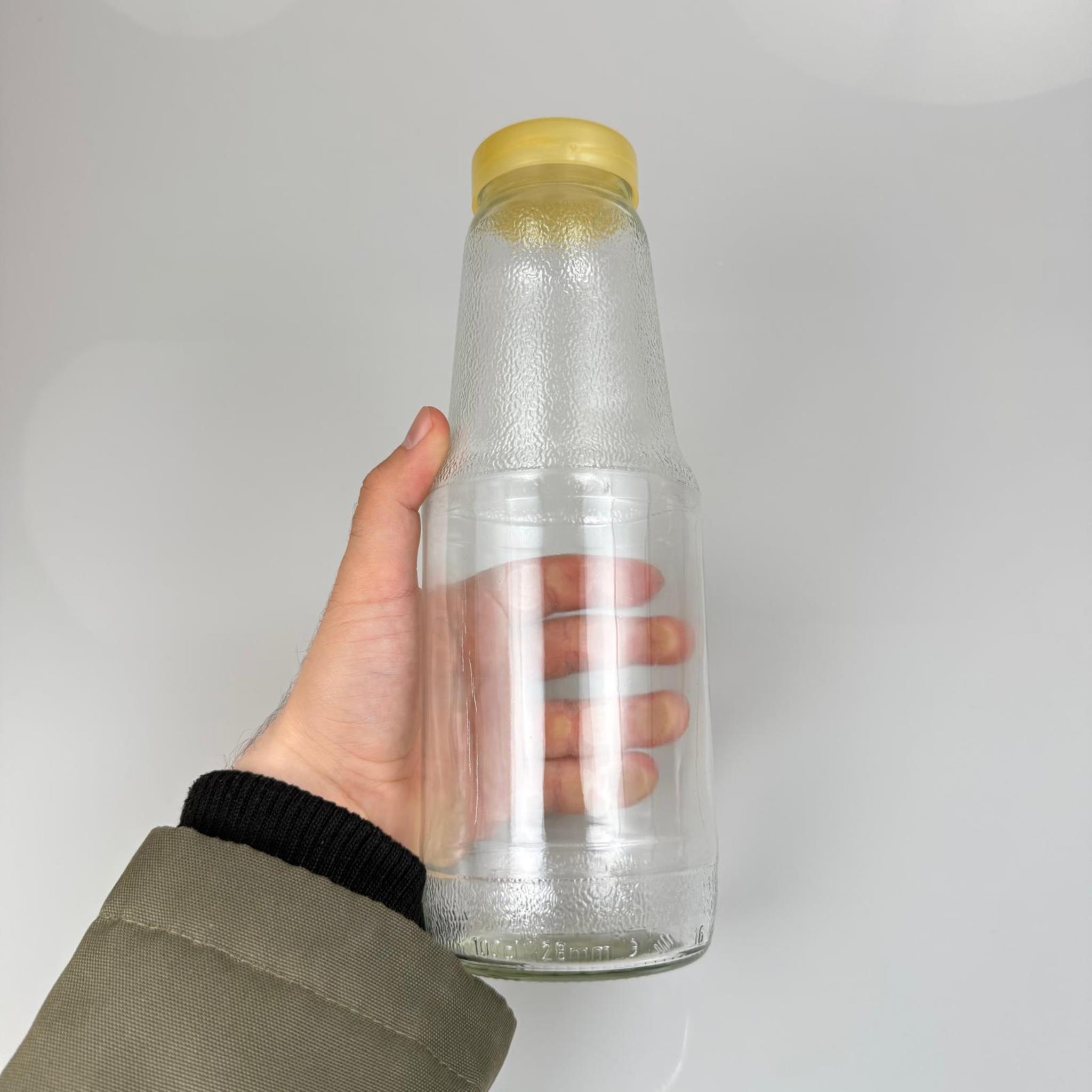 1000 CC CAM ŞİŞESİ + GOLD PLASTİK KAPAK - 1 LİTRE PLASTİK KAPAKLI CAM ŞİŞE