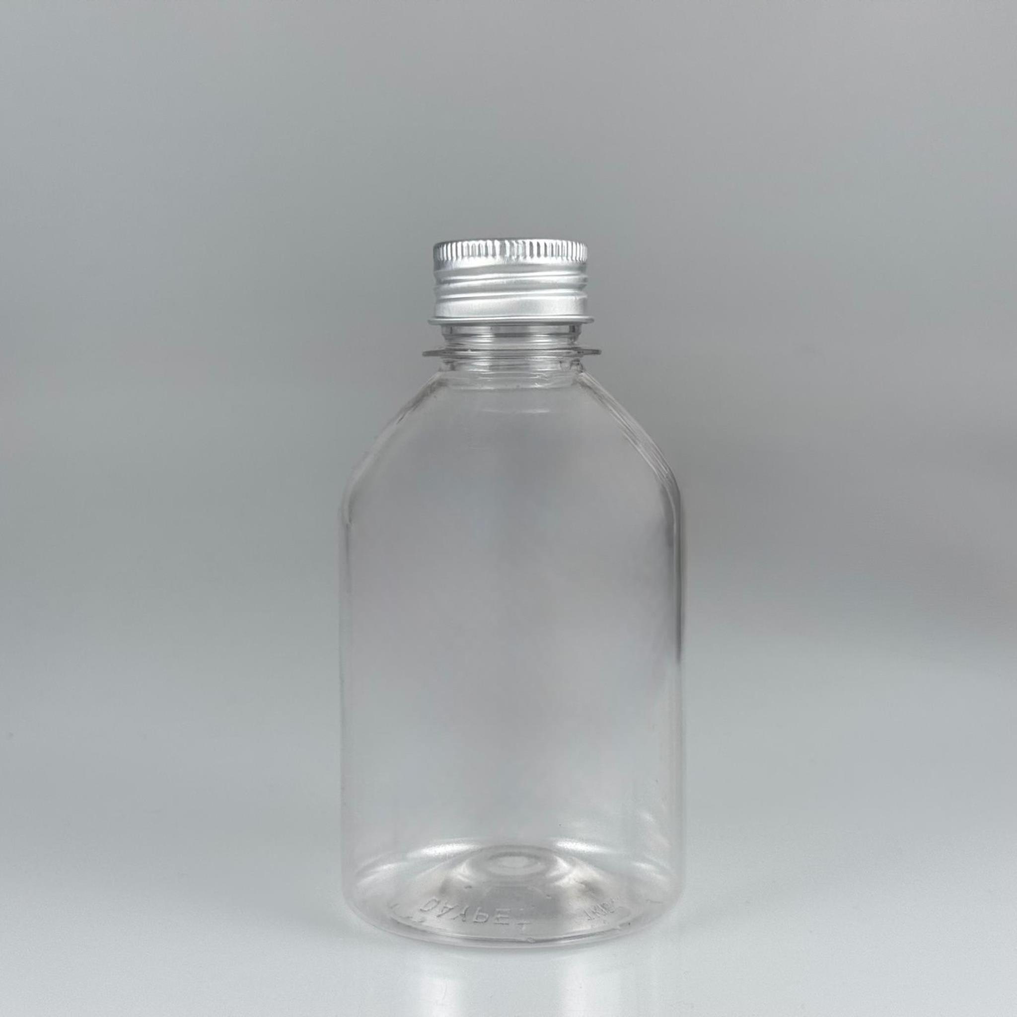 250 CC TOMBUL MODEL ŞEFFAF PET ŞİŞE + GÜMÜŞ ALÜMİNYUM METAL KAPAKLI - 250 ML OVAL BOYUNLU PLASTİK ŞİŞE