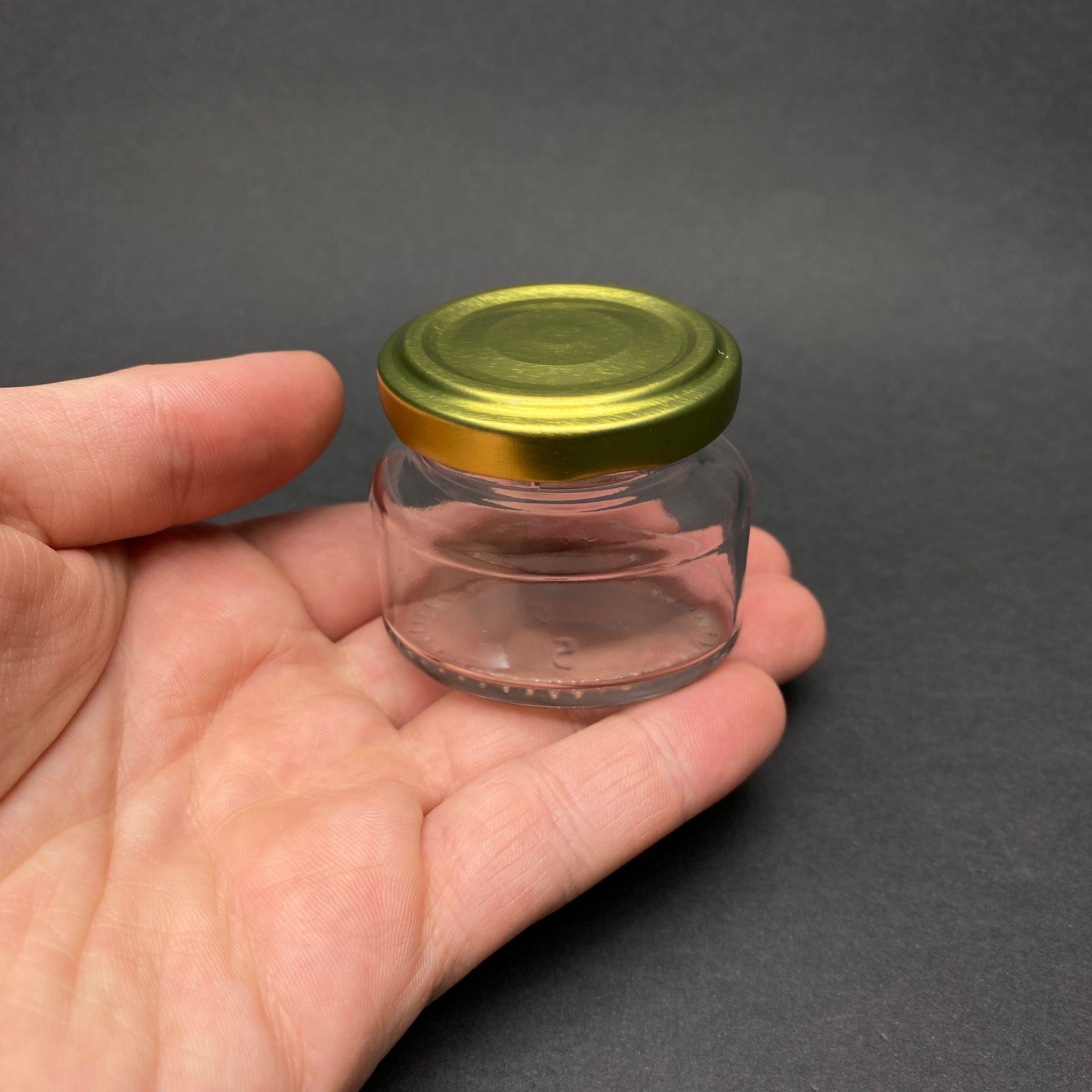40 CC OVAL CAM KAVANOZ - GOLD METAL KAPAKLI - 40 ML ELİPS KAVANOZ