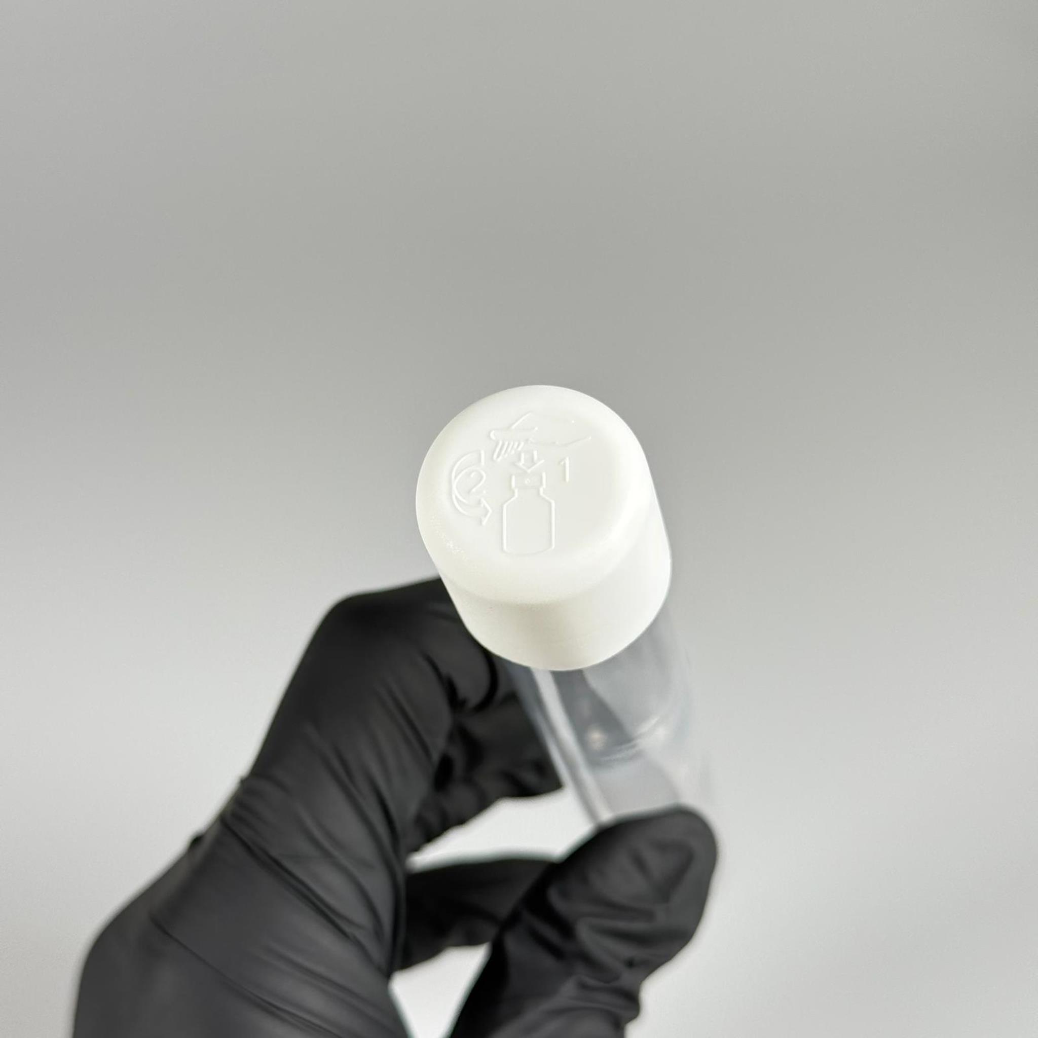 16 CM TÜP - 45 CC UZUN İNCE PET ŞİŞE - BEYAZ ÇOCUK KİLİTLİ ETEKLİ KAPAKLI TAKIM - UZUN PLASTİK ŞİŞE