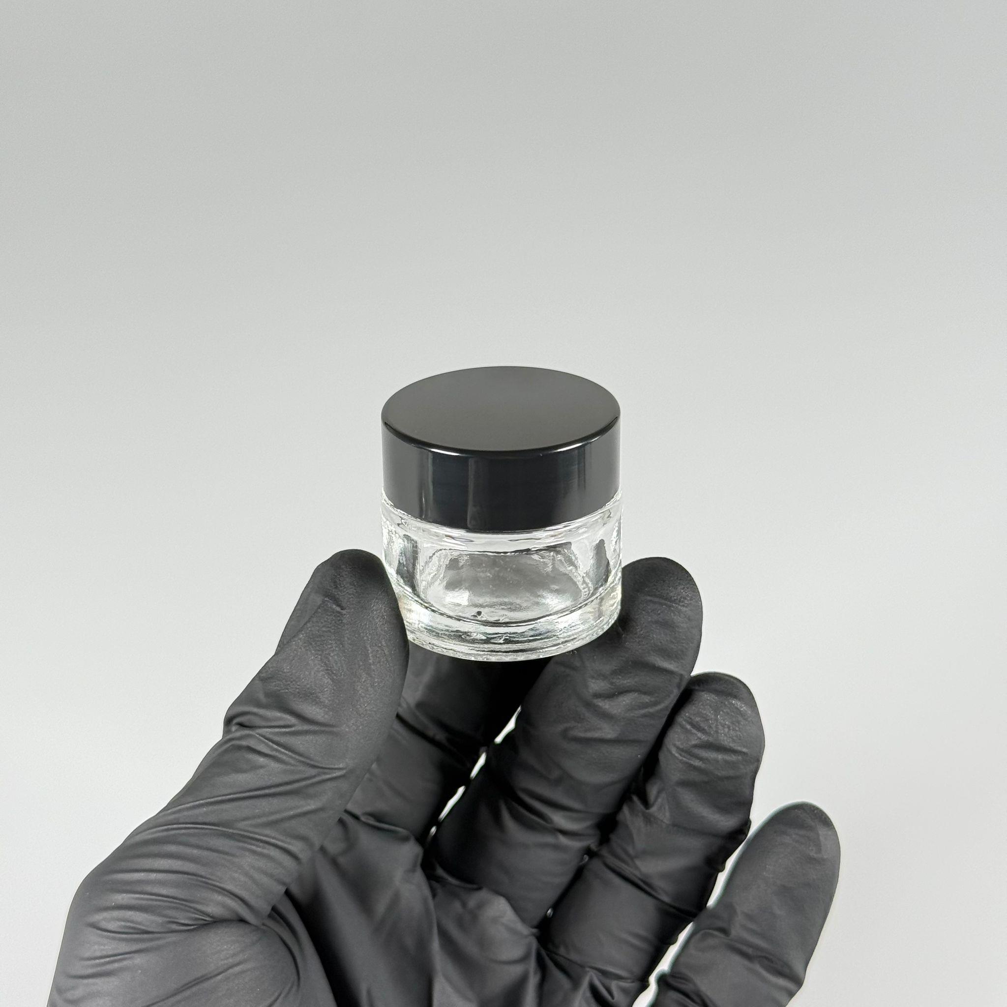 10 CC CAM ŞEFFAF KREM KAVANOZU - SİYAH KAPAKLI İÇ CONTALI - 10 ML SAYDAM KREM KAVANOZU