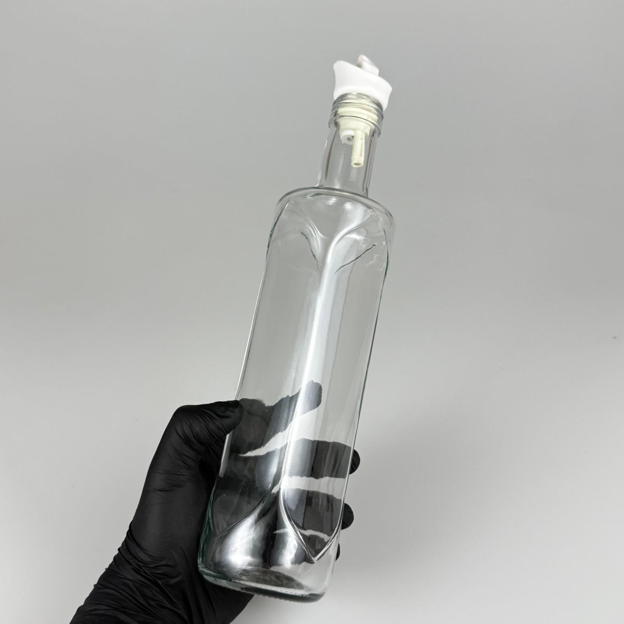 Akıtmaz Kapaklı Şık Cam Yağlık – Zeytinyağı ve Sirke İçin - Restoran Tipi 500 ML Şeffaf Yağdanlık Beyaz Akıtıcı Başlıklı