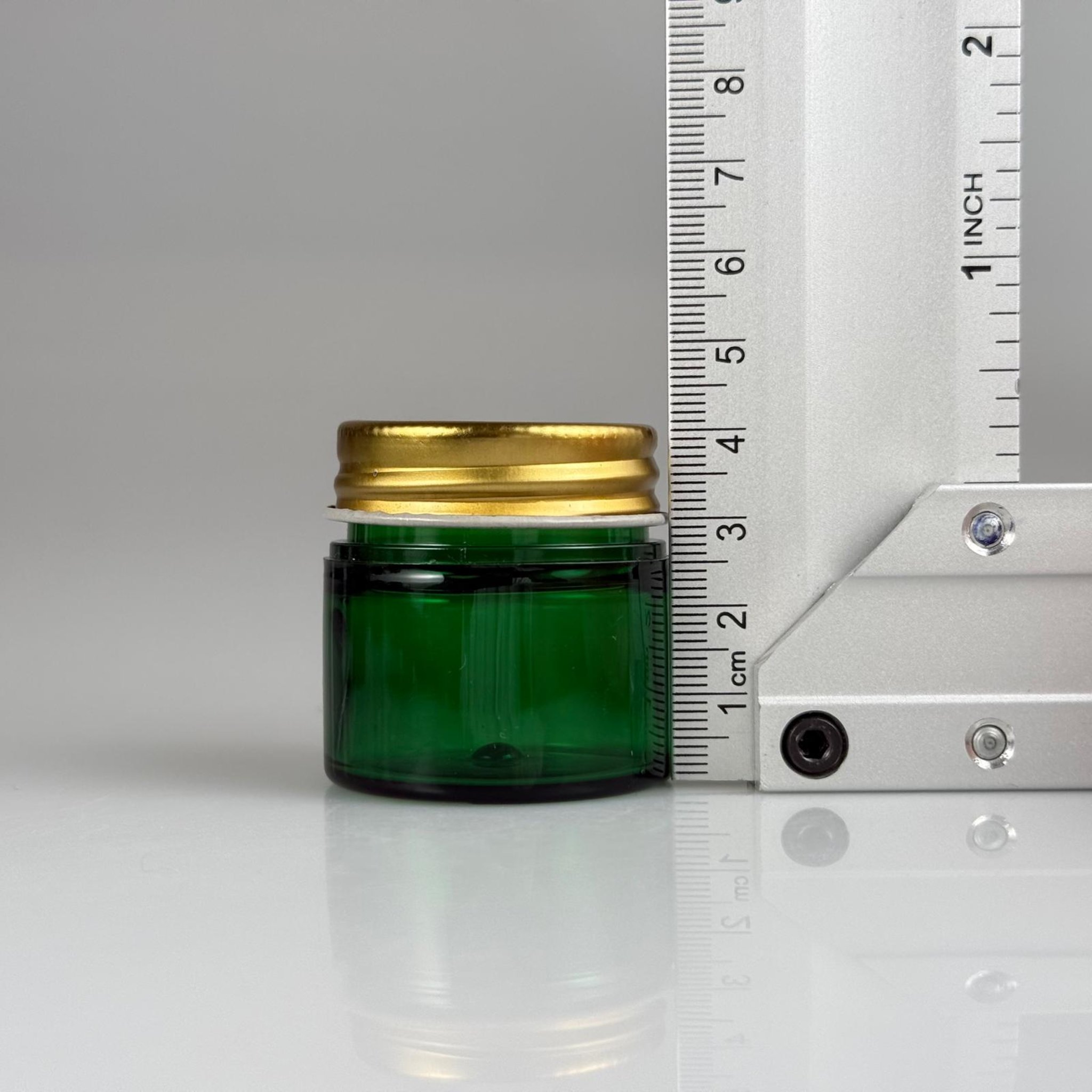 20 CC YEŞİL SERT PLASTİK KAVANOZ - 38 AĞIZ CONTALI GOLD METAL KAPAKLI - 20 ml KALIN LÜX Boş Krem, Balm, Peeling, Macun, Pasta, Aromaterapi ve Saç Maskesi Kabı