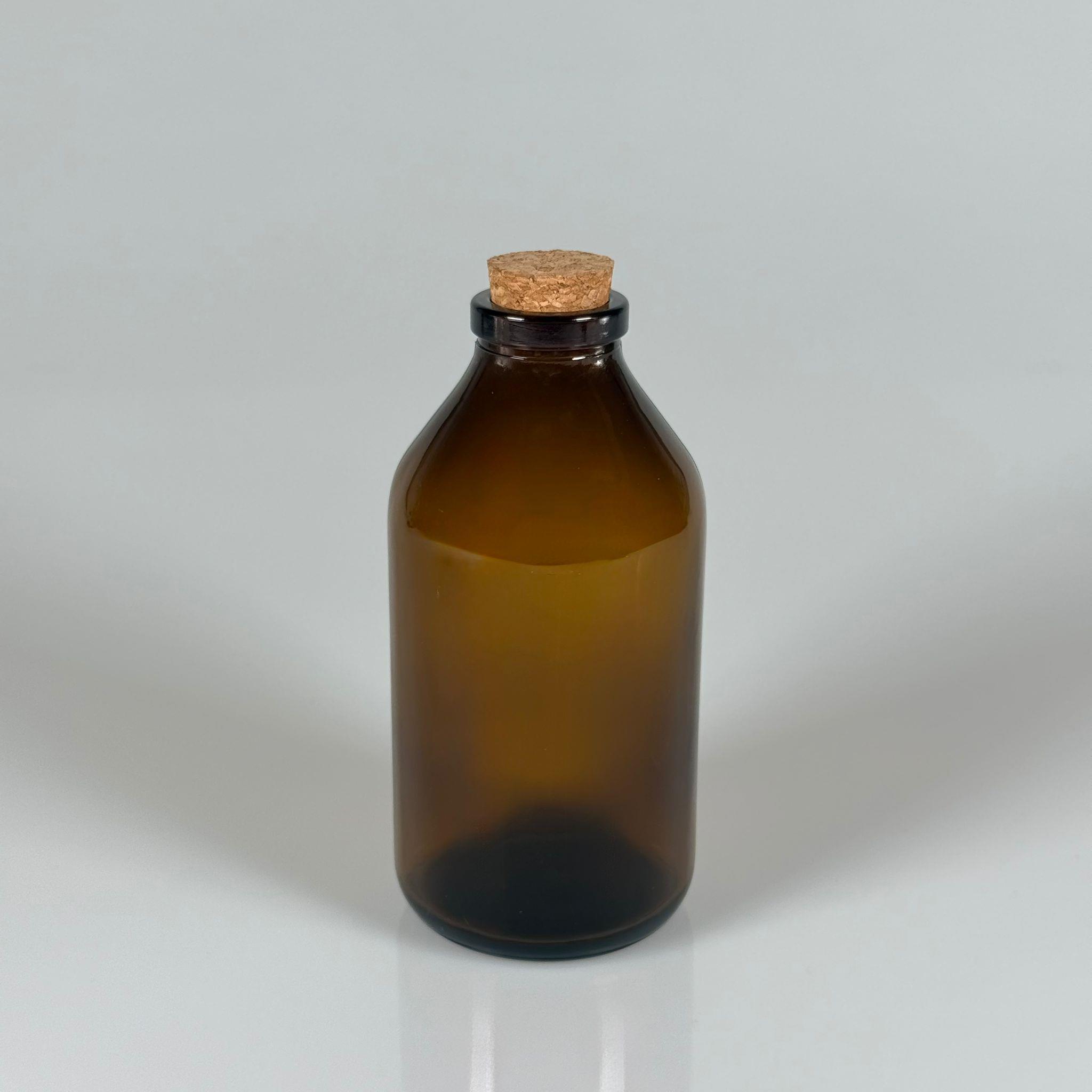 250 CC MANTAR TIPALI CAM ŞİŞE - GENİŞ AĞIZLI MANTAR TIPALI CAM ŞİŞE 250 ML - AMBER KAHVERENGİ