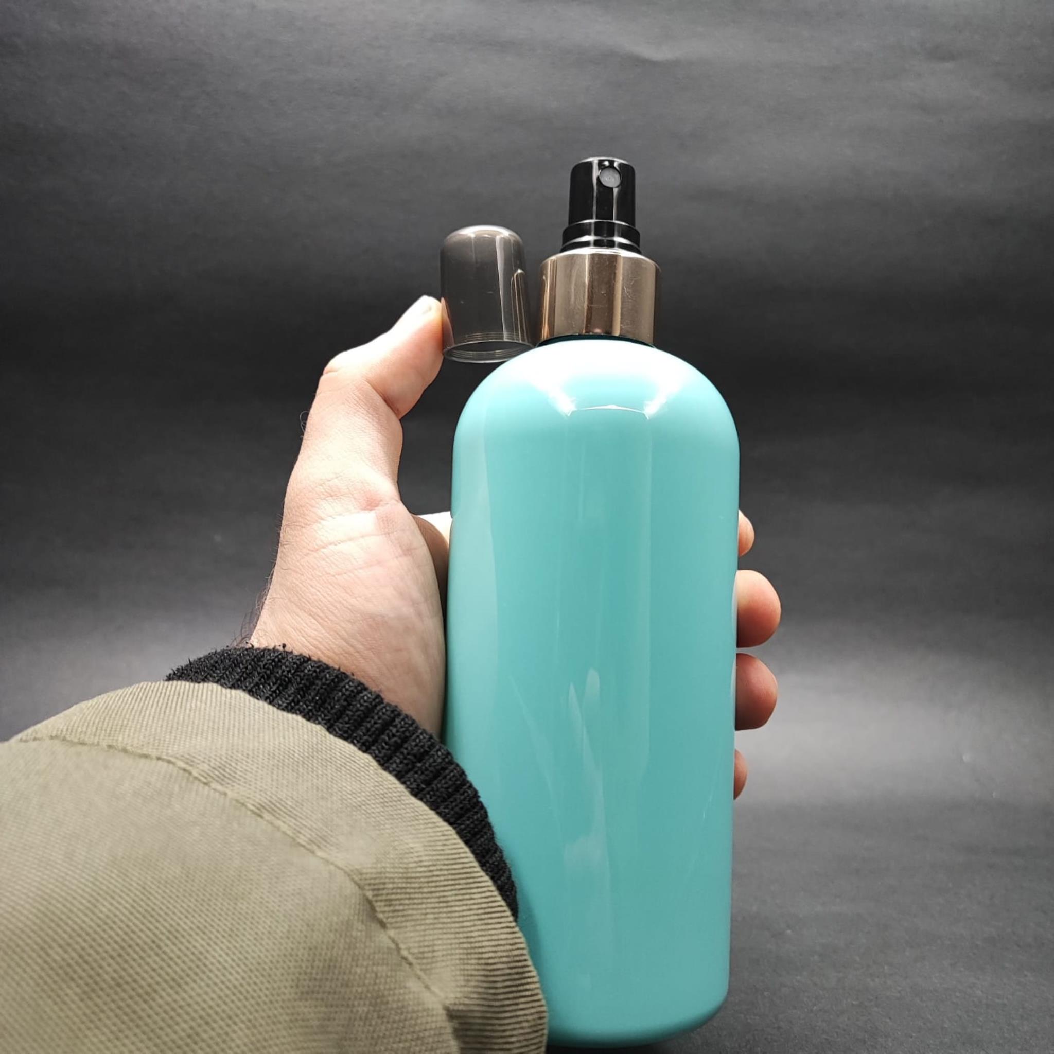 400 CC OVAL BOYUNLU SİLİNDİR PET ŞİŞE (30 GR) - GOLD SPREYLİ - 400 ML PLASTİK ŞİŞE - TURKUAZ