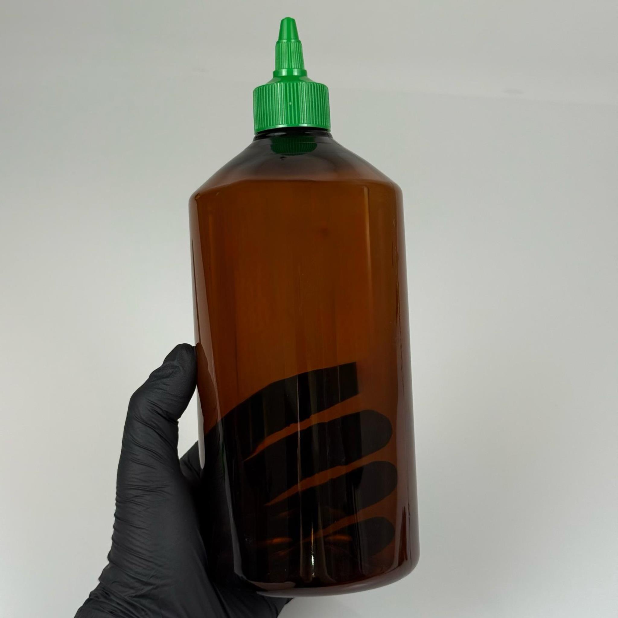 ZEYTİNYAĞI, SOS, ACI SOS, SİRKE, SRIRACHA VB BOŞ ŞİŞELERİ - YEŞİL SİVRİ TWİST AKITICI KAPAK + 950 ML AMBER KAHVERENGİ PET PLASTİK ŞİŞE TAKIM