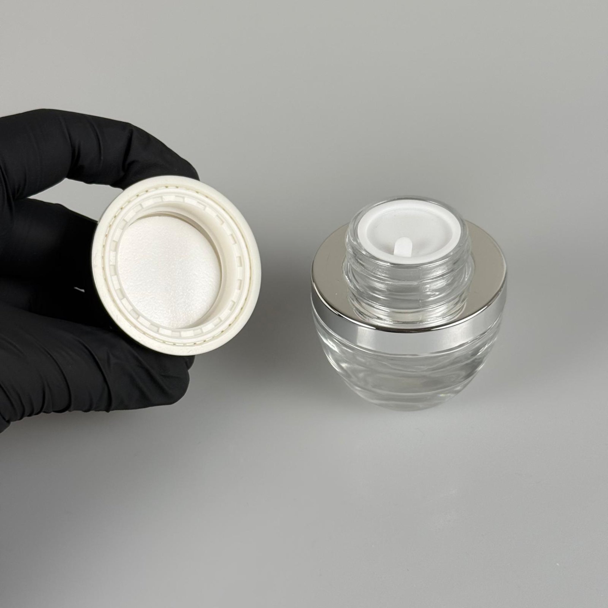 30 ML ROMA KAVANOZ - GÜMÜŞ METAL KAPAKLI TIPALI BOŞ LÜX TAKIM KREM KAVANOZU