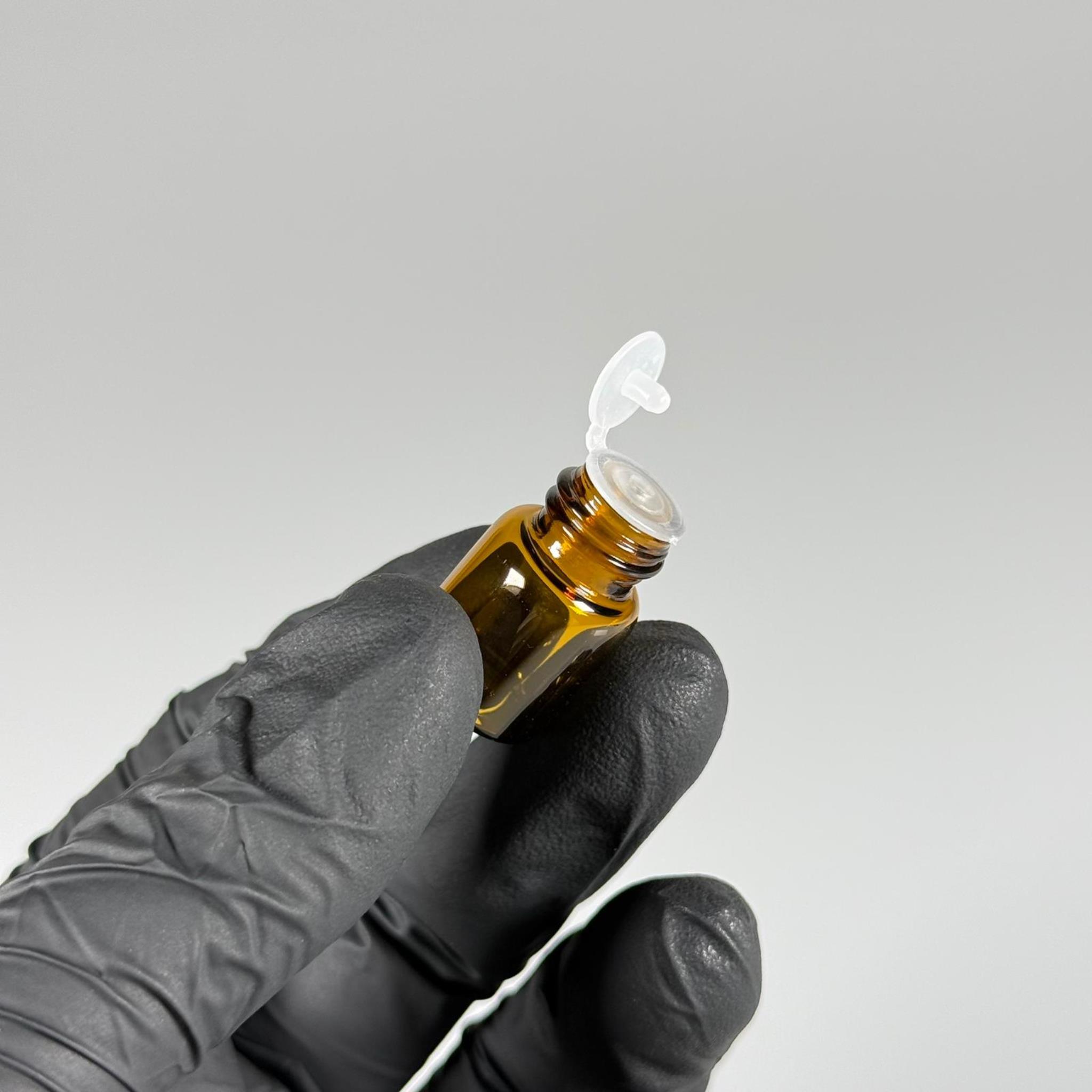 2 CC AMBER İNCE CAM ŞİŞE - BEYAZ KAPAKLI + İÇTEN DAMLALIKLI - 2 ML CAM ŞİŞE