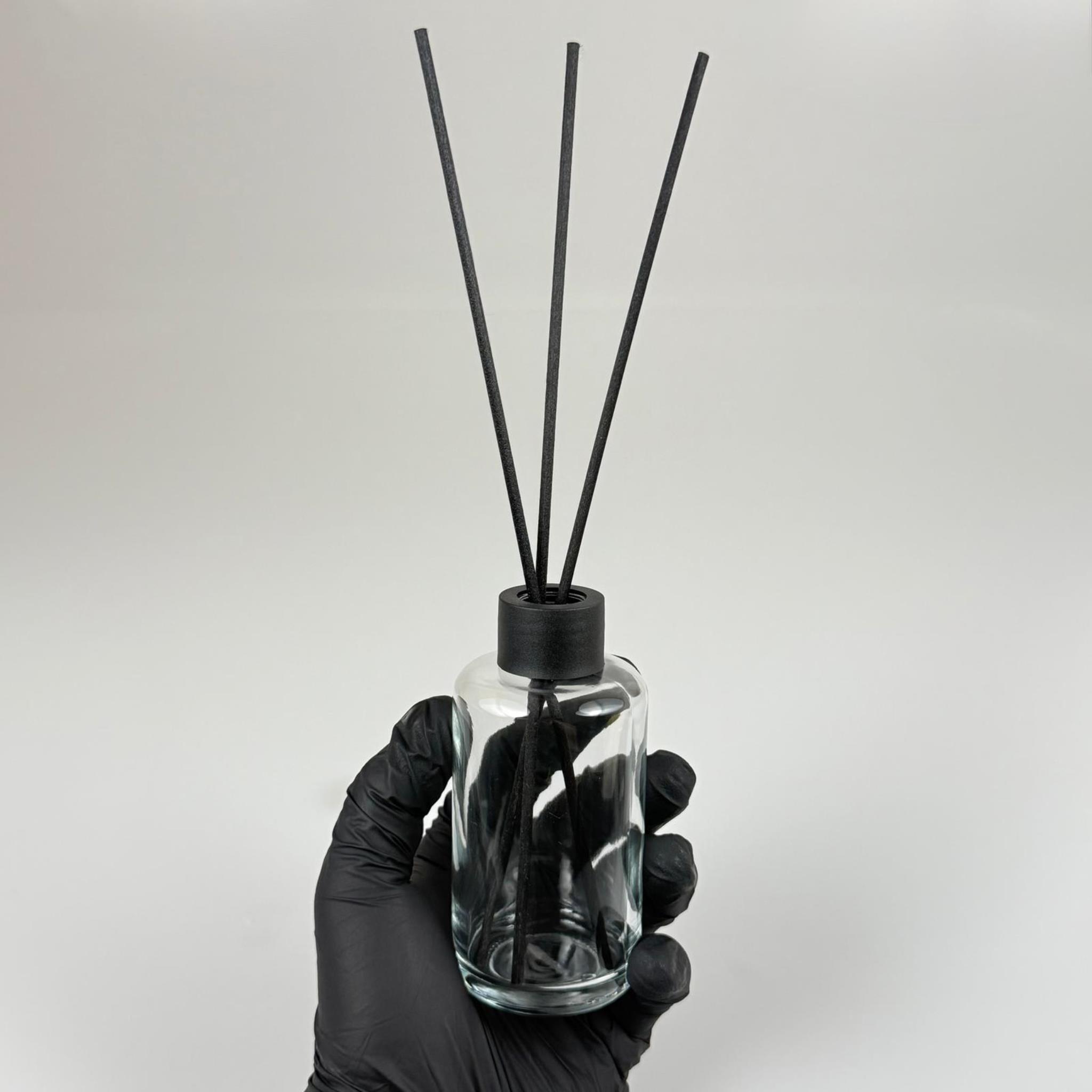 110 CC YUVARLAK UZUN SİLİNDİR MODEL CAM BAMBU ODA KOKUSU ŞİŞESİ - 110 ML ÇUBUKLU KÖŞELİ BAMBU ODA KOKUSU ŞİŞESİ - DİFÜZÖR ŞİŞE- CAM ŞİŞE + SİYAH KAPAK + TIPA + 3 ADET FİBER SİYAH BAMBU ÇUBUK