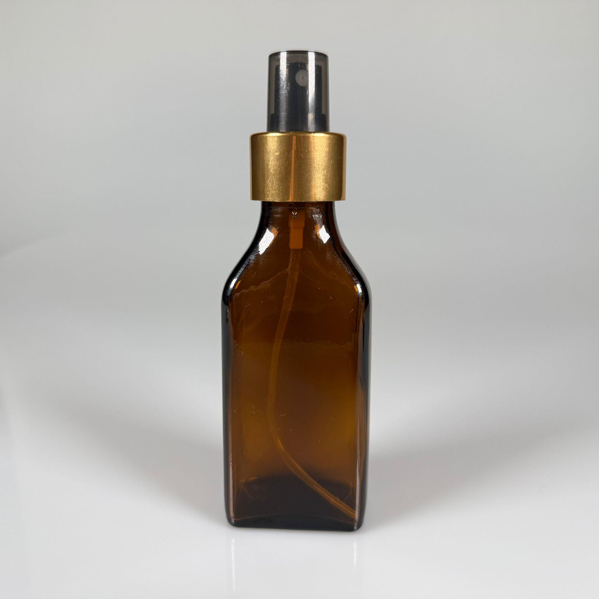 100 CC YASSI AMBER GOLD SPREY BAŞLIKLI CAM ŞİŞE - 100 ML KAHVERENGİ FISFIS KAPAKLI ŞİŞE