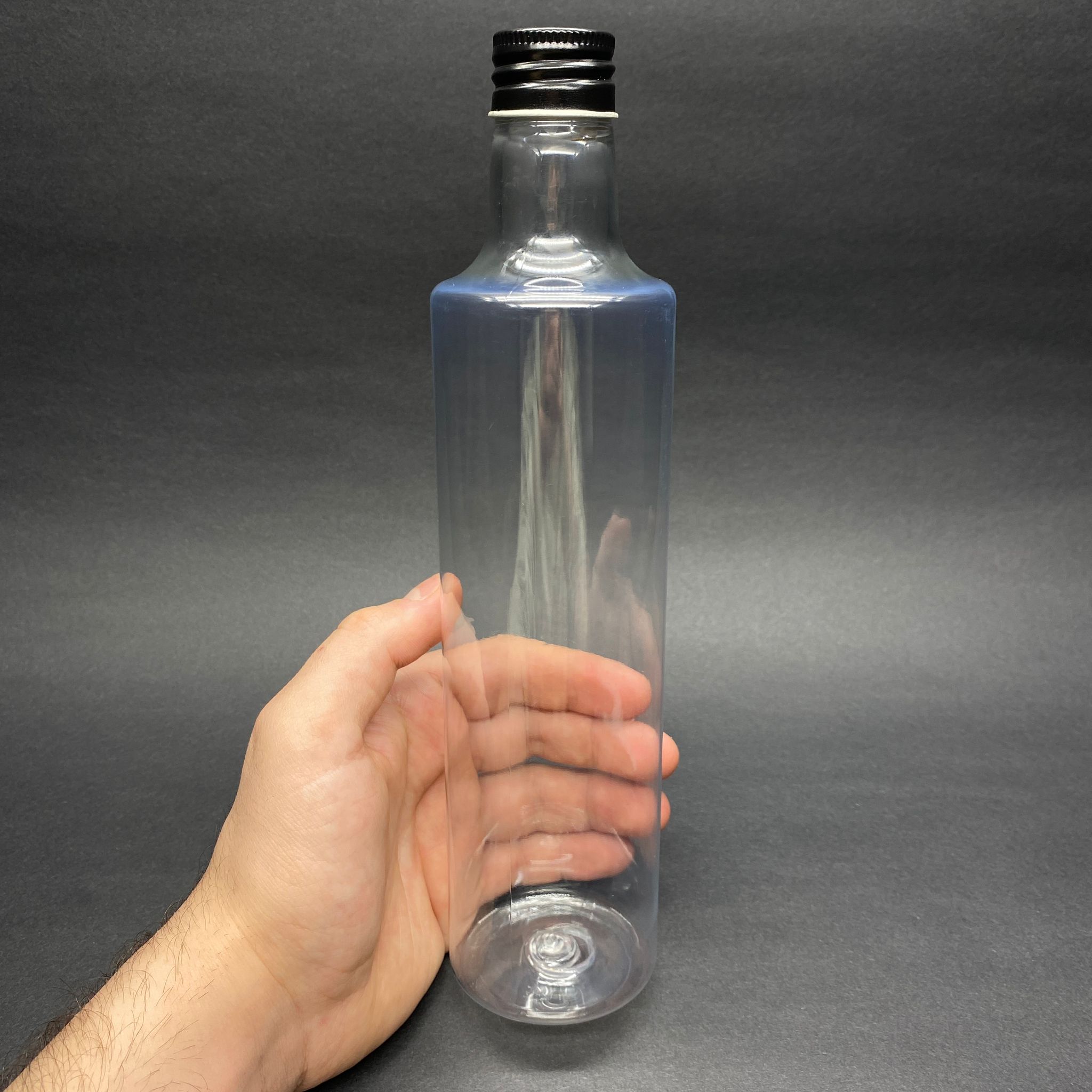 500 CC DORİKA SİLİNDİR PET ŞİŞE - CONTALI SİYAH METAL KAPAKLI - (60 GR) CAM GÖRÜNÜMLÜ SERT KALIN KIRILMAZ 500 ML SİLİNDİR PLASTİK ŞİŞE