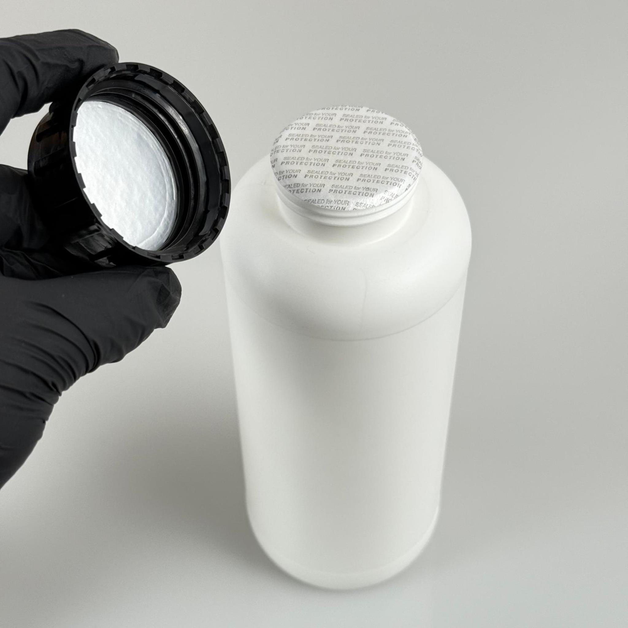 1 LT ZİRAİ İLAÇ BİDONU BEYAZ + SİYAH ALÜMİNYUM FOLYOLU İNDİKSİYON CONTA SK50 KAPAK + KENDİNDEN YAPIŞKANLI KÖPÜK CONTALI - 1000 CC PE POLİETİLEN TARIM BİDON