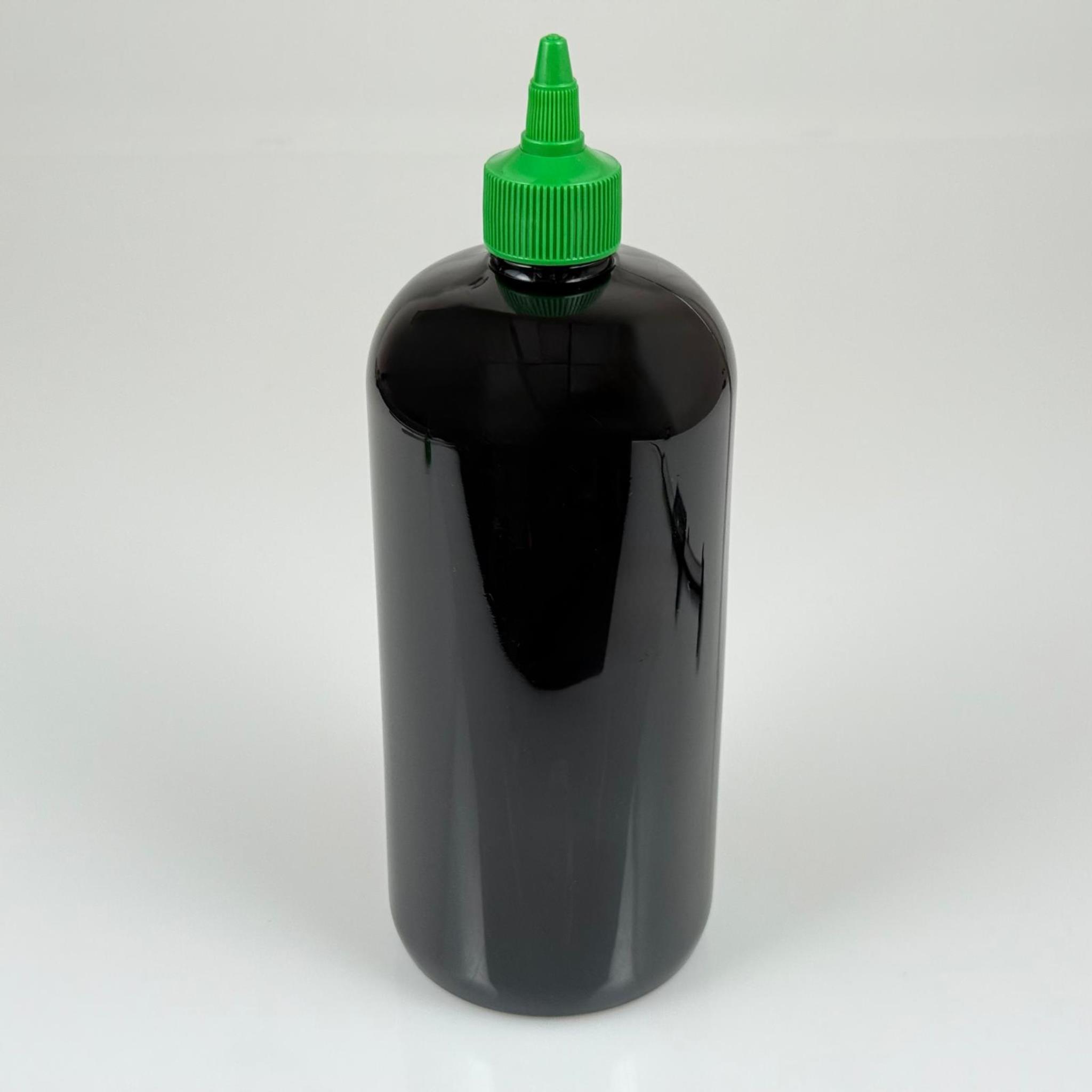 ZEYTİNYAĞI, SOS, ACI SOS, SİRKE, SRIRACHA VB BOŞ ŞİŞELERİ - YEŞİL SİVRİ TWİST AKITICI KAPAK + 1000 ML SİYAH PET PLASTİK ŞİŞE TAKIM