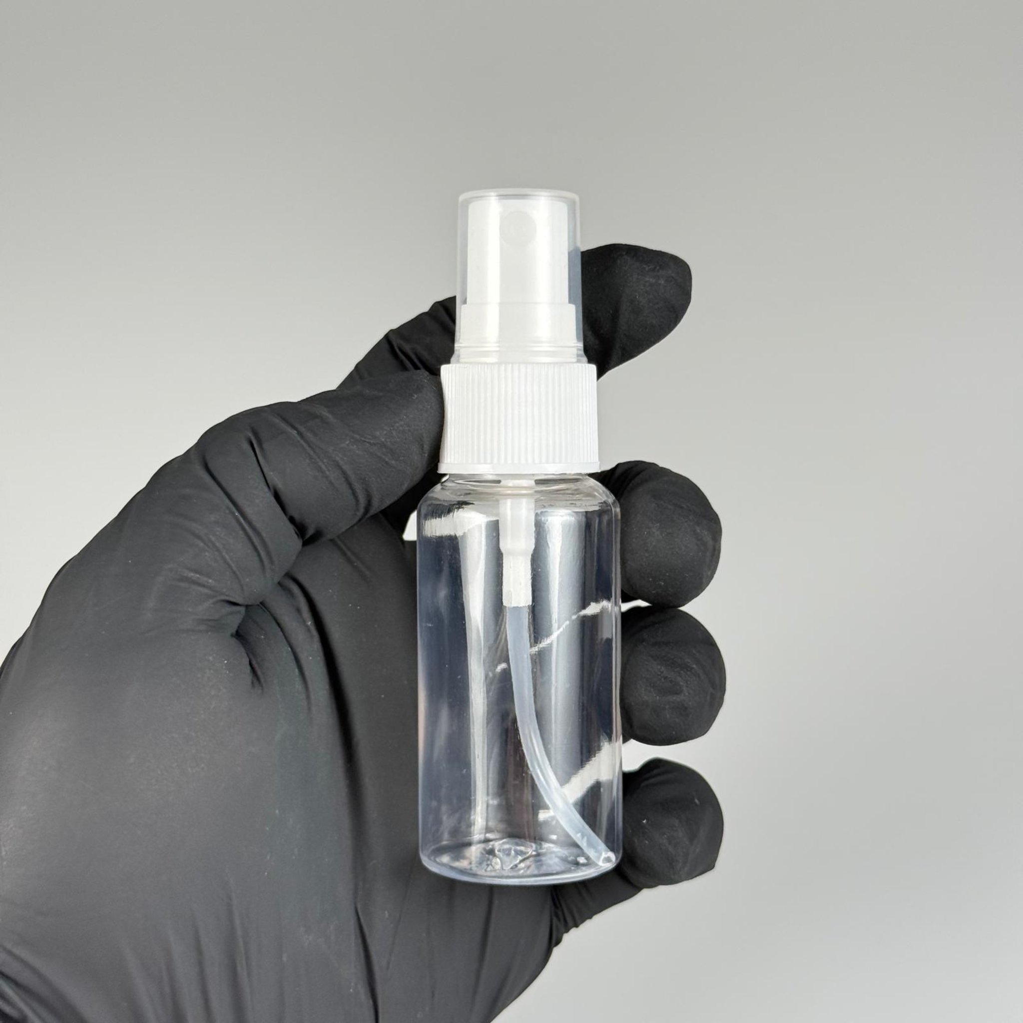 SPREYLİ MİNİ BOŞ PET ŞİŞE 30 ML - 30 CC ŞEFAF (8 GR) PET ŞİŞE + BEYAZ SPREY
