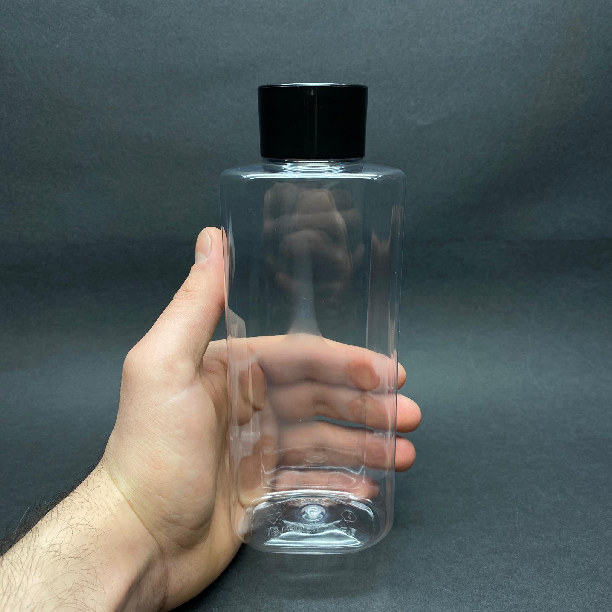 400 CC YASSI MODEL PET ŞİŞE - SİYAH KOLONYA KAPAKLI TIPALI - 400 ML PLASTİK BOŞ KOLONYA ŞİŞESİ