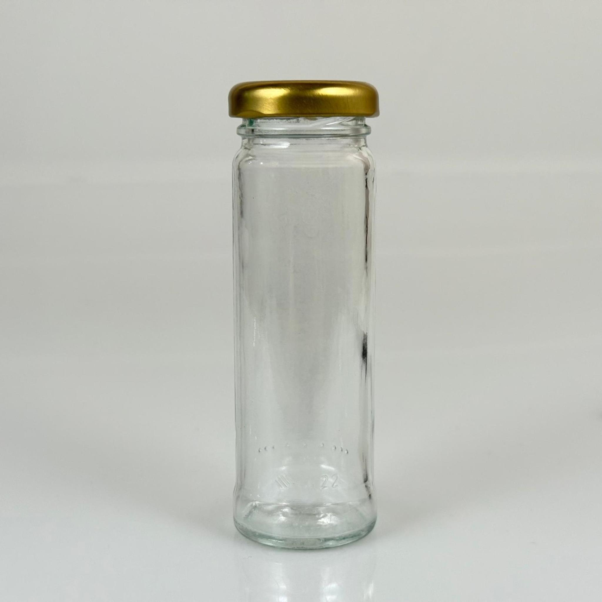 105 CC UZUN CAM KAVANOZ - GOLD METAL KAPAKLI - 105 ML UZUN KAVANOZ (ŞİŞECAM KODU: 140111)