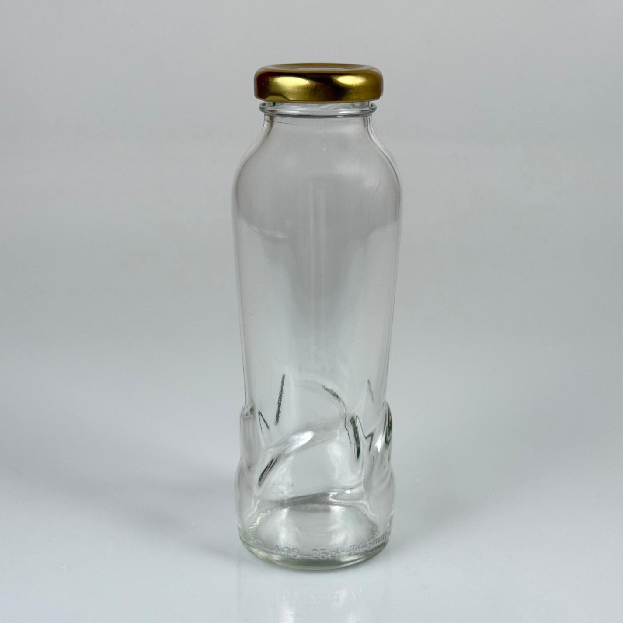 250 CC PAŞABAHÇE CAM MEYVE SUYU ŞİŞESİ - GOLD METAL KAPAKLI - 250 ML CAM ŞİŞE - KONSERVEYE UYGUN