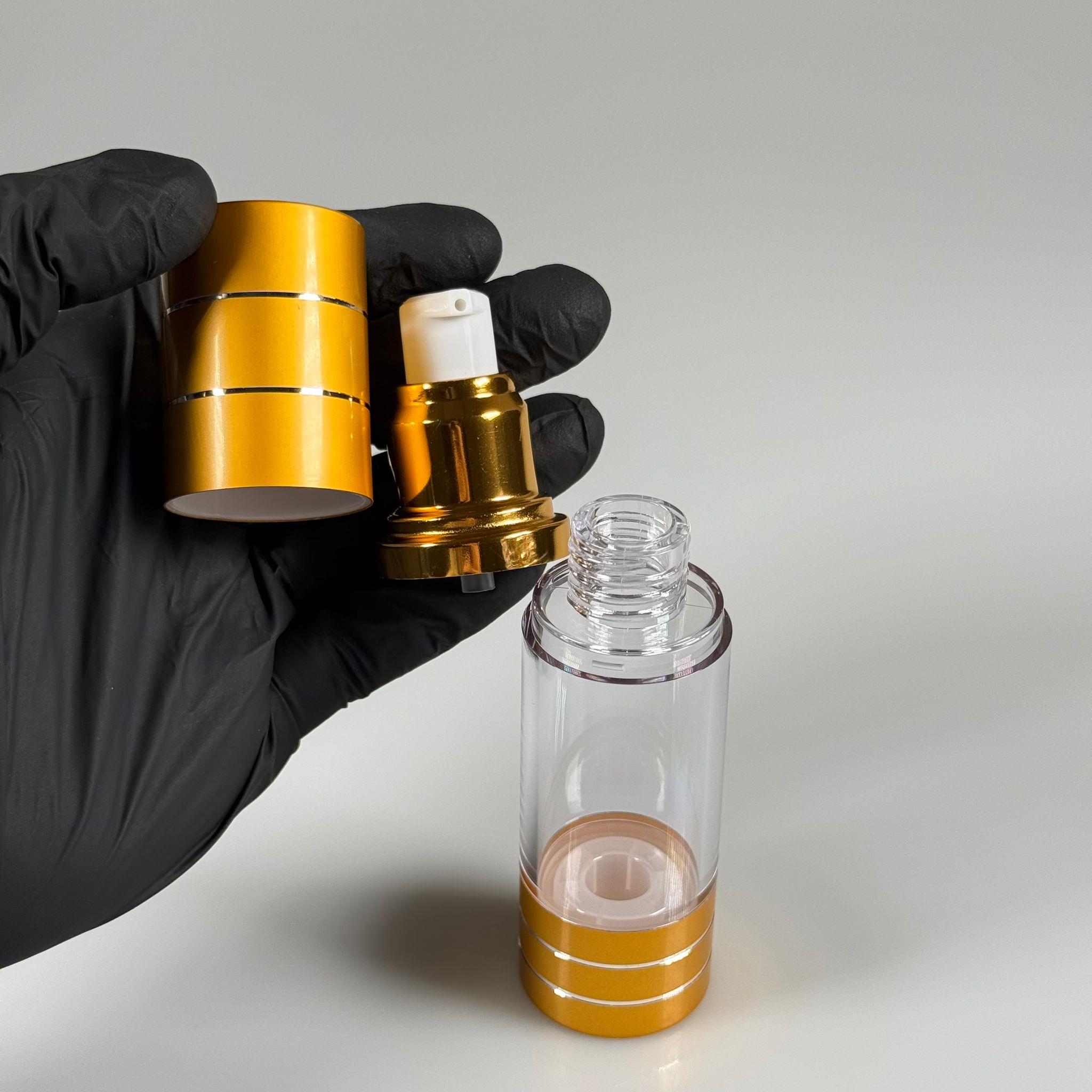 BOŞ KREM VE LOSYON ŞİŞESİ 30 ML BOŞ AİRLESS ŞİŞE - HAVASIZ POMPALI GOLD ÜSTÜ YALDIZLI AİRLESS ŞİŞE