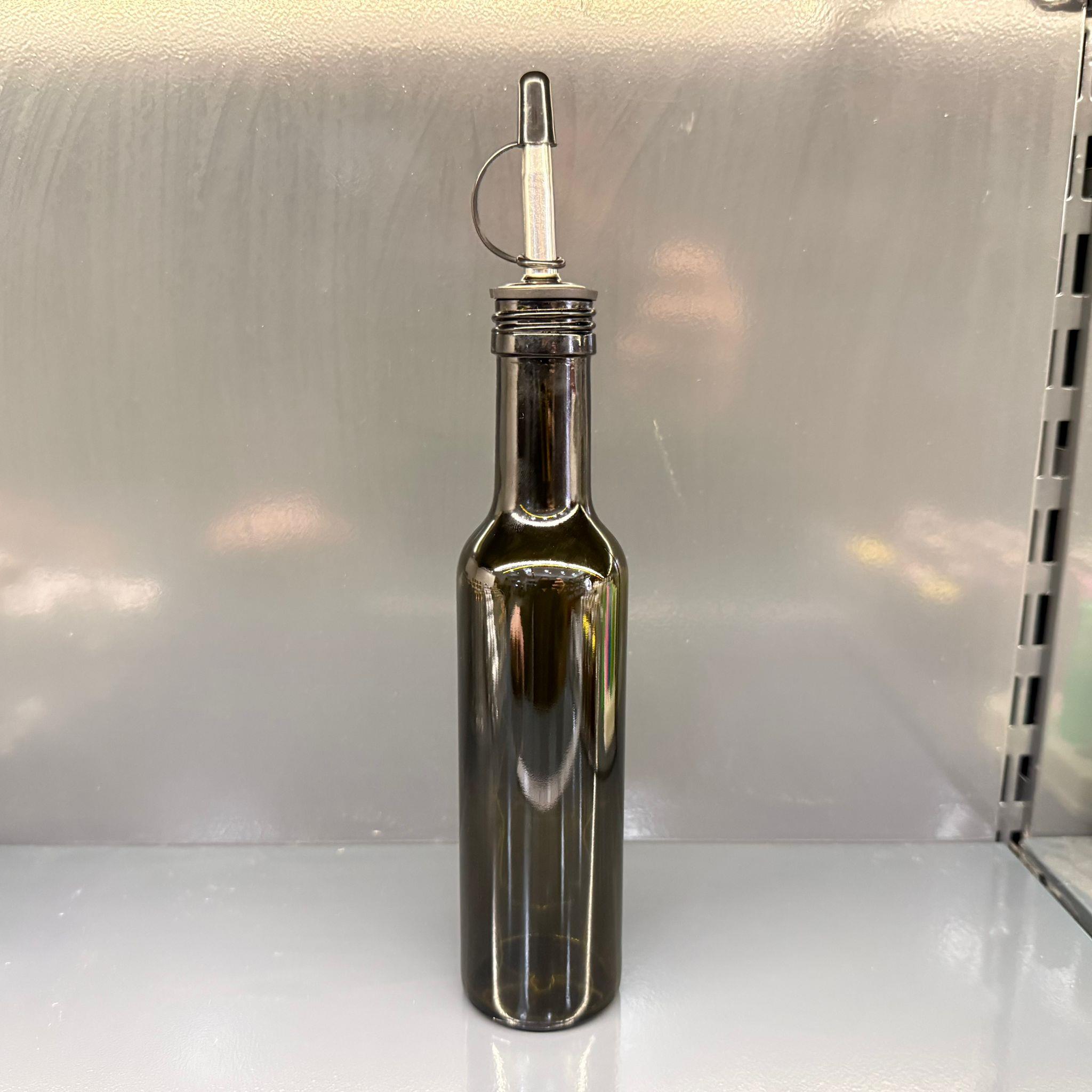 SİLİNDİR CAM YAĞLIK - 250 ML YEŞİL CAM CESENA ŞİŞE + KAPAKLI ÇELİK YAĞDANLIK TIPASI TAKIM