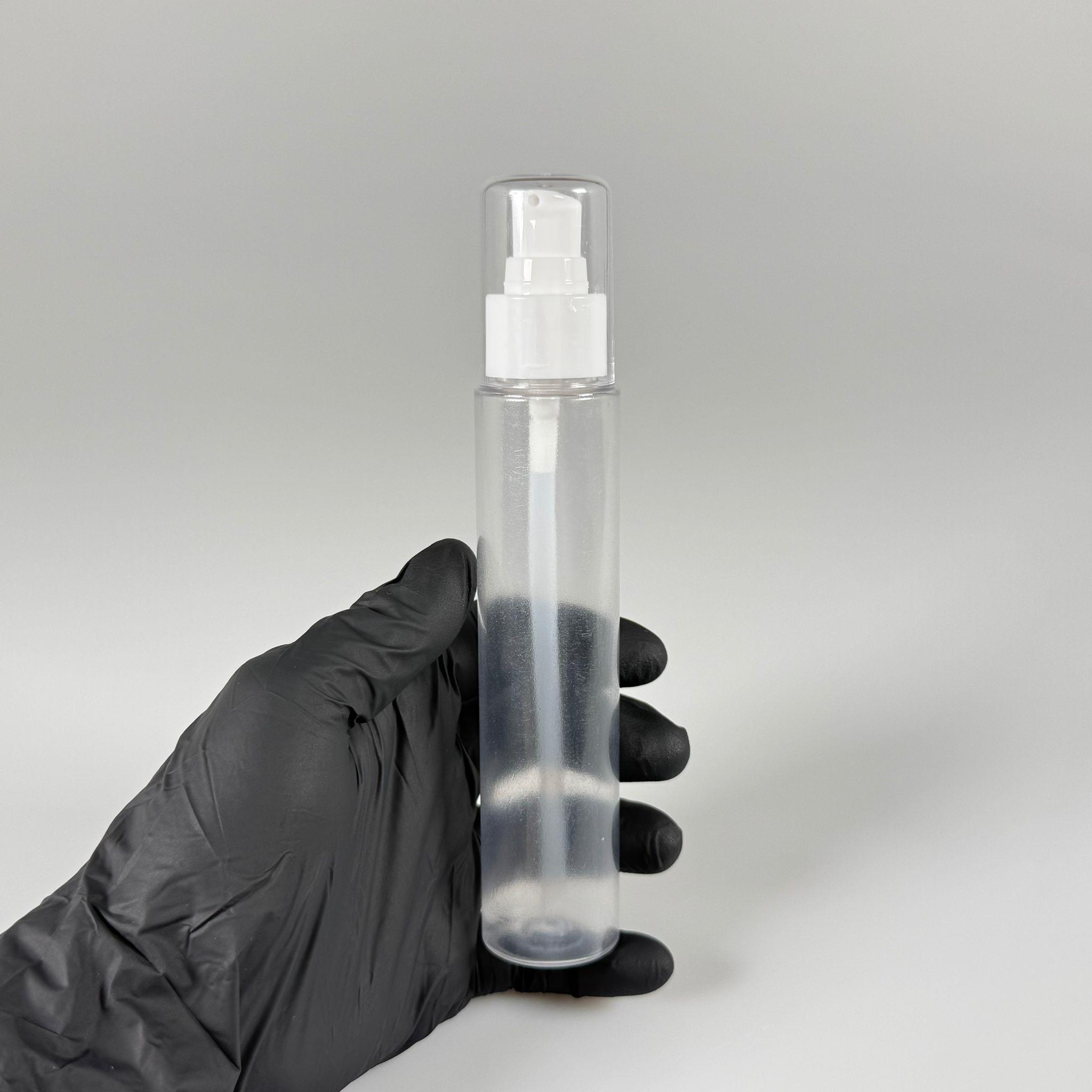 100 CC UZUN SİLİNDİR BUĞULU PET ŞİŞE (24 GR)  - BEYAZ LOSYON POMPALI - 100 ML BİBERİYE SUYU, LAVANTA YAĞI, SAÇ SERUM, TONİK VB İÇİN PLASTİK KOZMETİK AMBALAJLARI