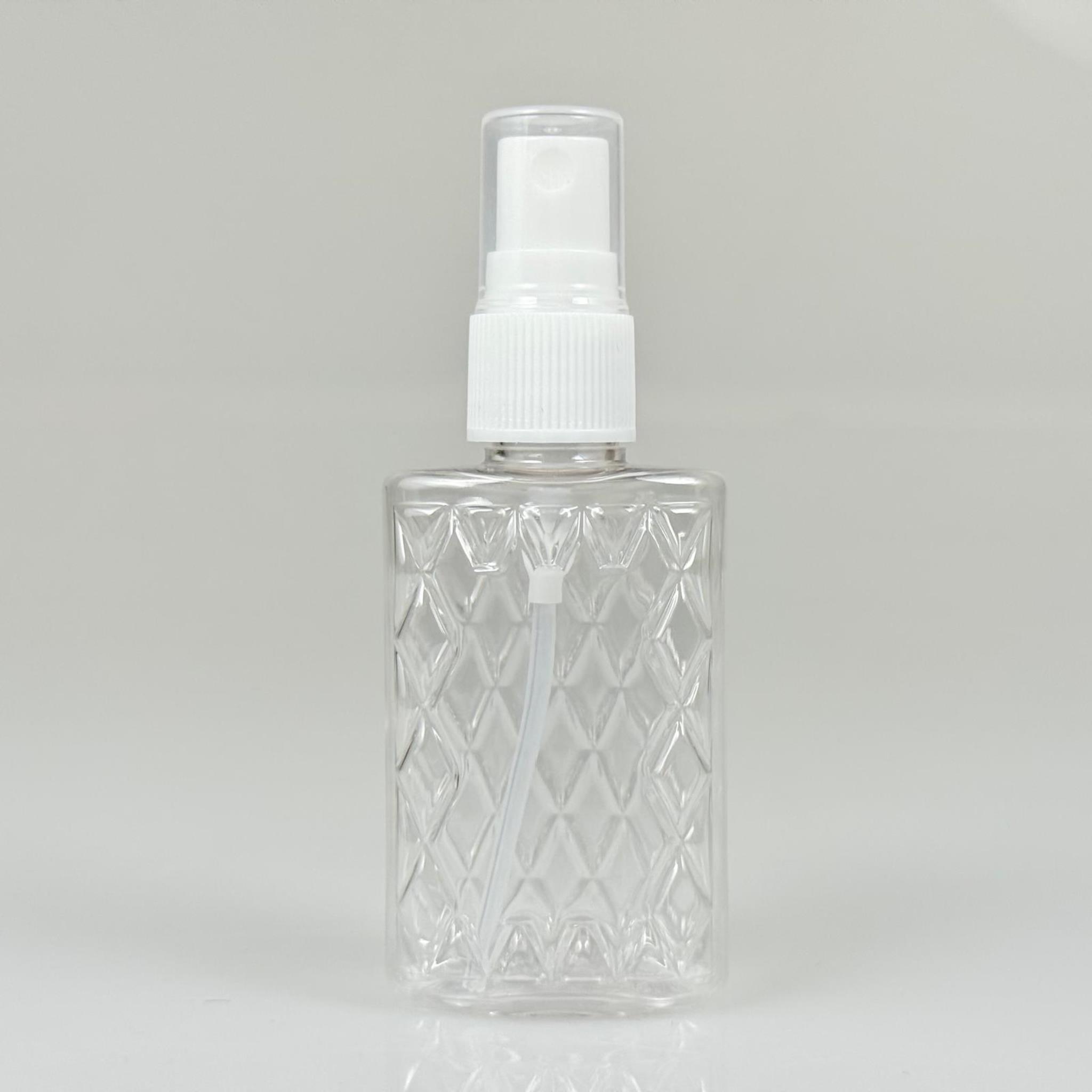 50 CC ŞEFFAF PET KÖŞELİ PARFÜM ŞİŞESİ  - BEYAZ SPREYLİ - 50 ML PLASTİK PARFÜM - KOLONYA ŞİŞESİ