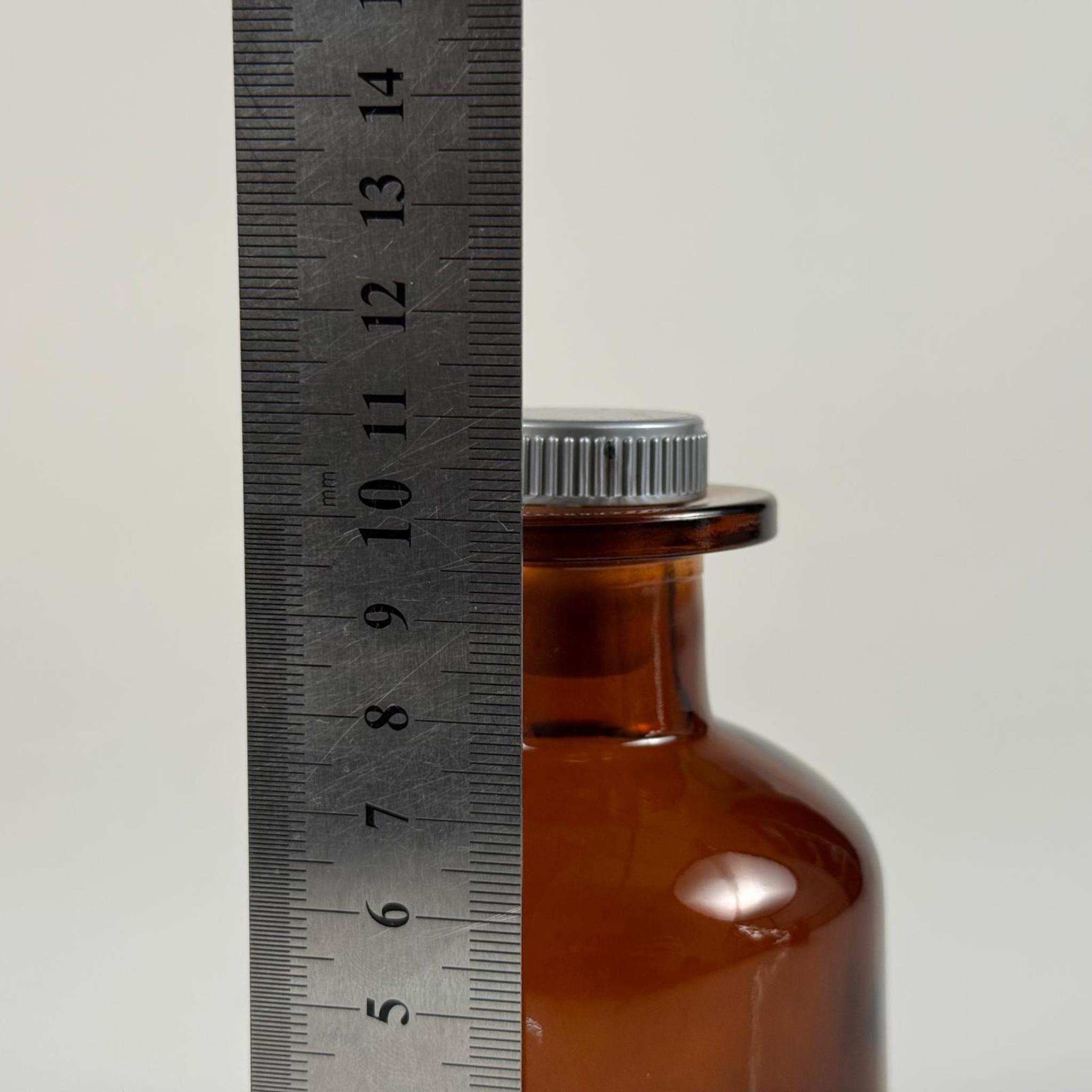 150 CC AMBER CAM SİLİNDİR BAMBU ODA KOKUSU ŞİŞESİ - 150 ML DİFFUSER CAM ŞİŞE + GRİ MANTAR TIPA