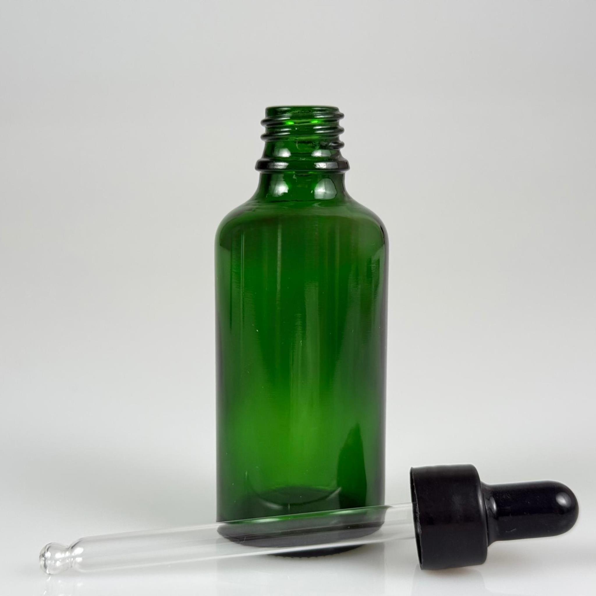 50 CC YEŞİL CAM DAMLALIKLI ŞİŞE - SİYAH EMZİK + SİYAH DÜZ KAPAK + CAM PİPET TAKIM - 50 ML YEŞİL DAMLALIKLI ŞİŞE SETİ