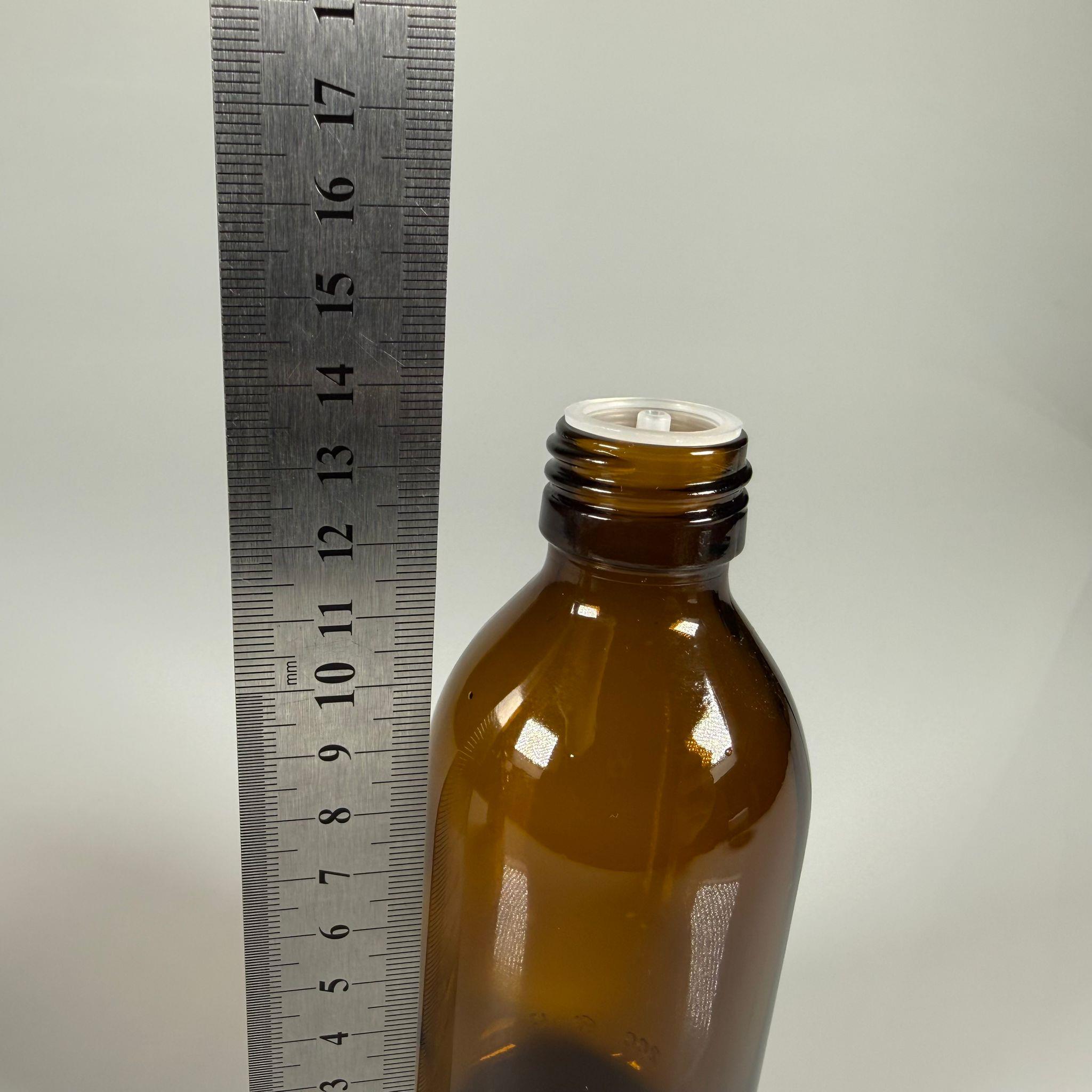 200 ML DOLUMU KOLAY, GENİŞ AĞIZLI İÇTEN DAMLALIKLI ŞİŞE (28 MM AĞIZ)  - 200 CC SİYAH CONTALI KAPAKLI İÇTEN DAMLALIKLI CAM ECZA ŞİŞESİ - AMBER KAHVERENGİ