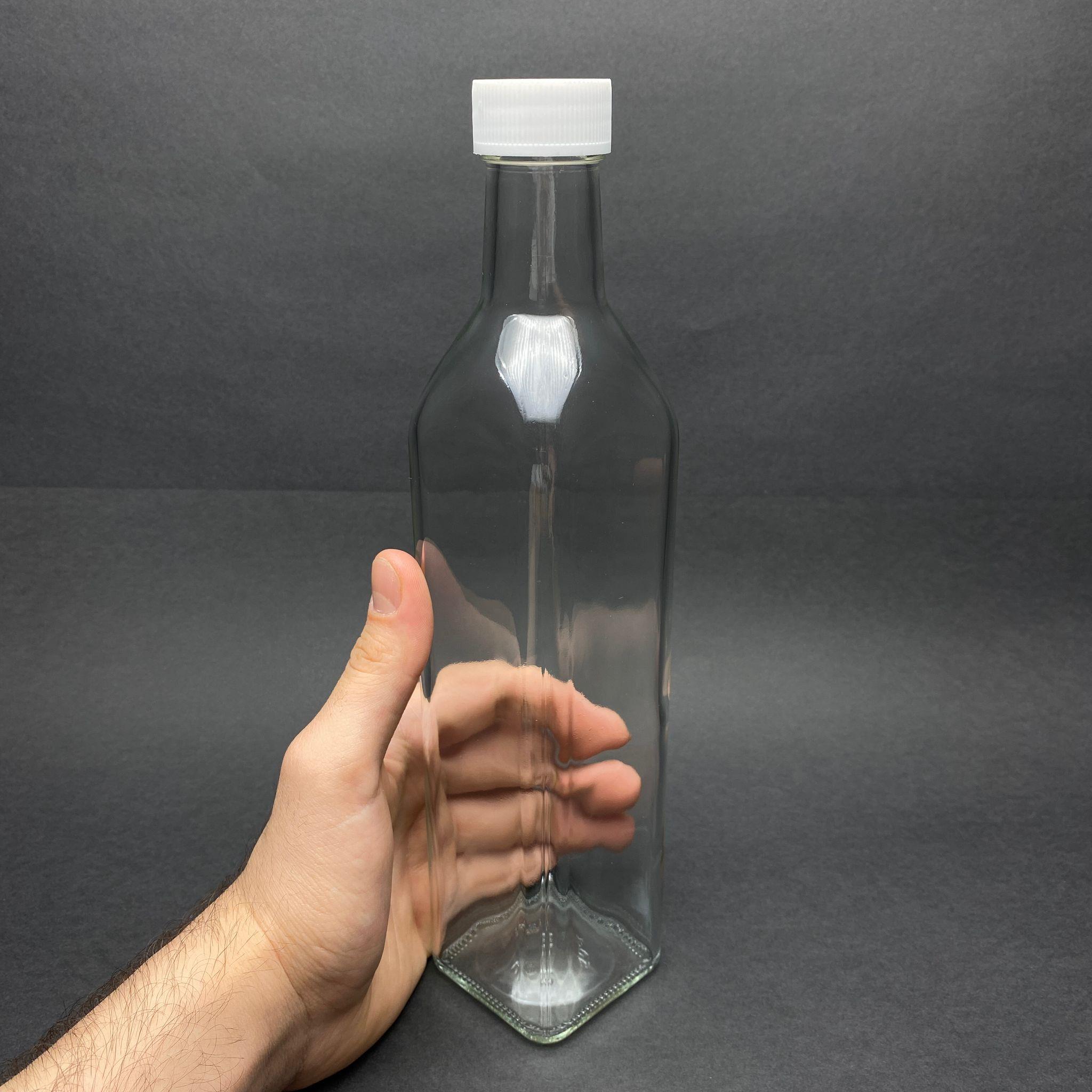 500 CC MARASKA CAM ŞİŞE - BEYAZ PLASTİK KAPAKLI - 500 ML KÖŞELİ YAĞ ŞİŞESİ - SİRKE ŞİŞESİ