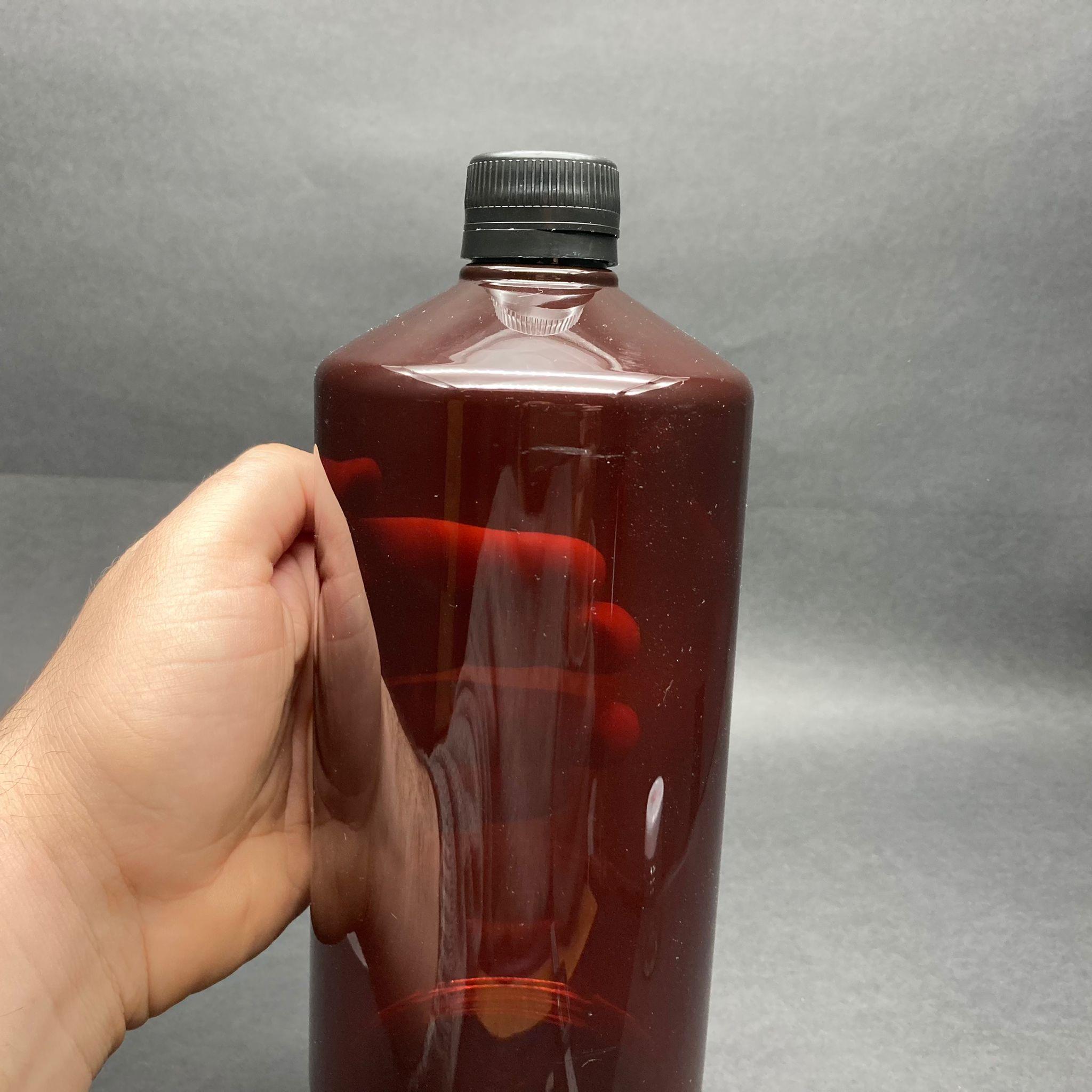 1000 CC AMBER PLASTİK ŞİŞE - SİYAH KİLİTLİ PLASTİK KAPAKLI - 1 LİTRE KAHVERENGİ BOŞ PLASTİK ŞİŞE - 1 LT AMBER PET ŞİŞE - KALIN (45 GR)