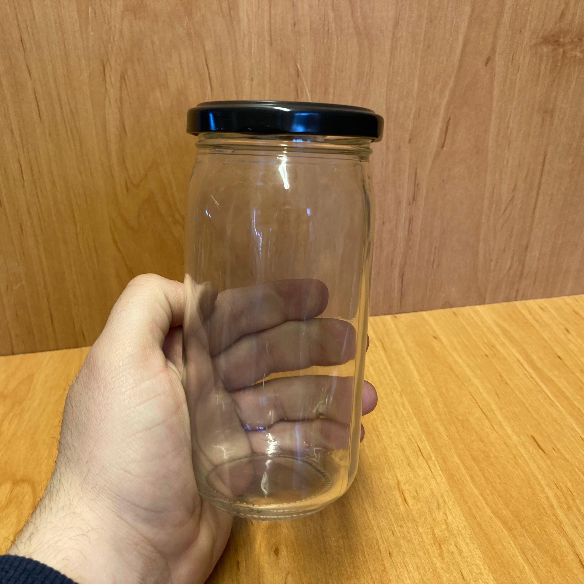 370 CC UZUN KAVANOZ - SİYAH METAL KAPAKLI - 370 ML UZUN TİP CAM KAVANOZ