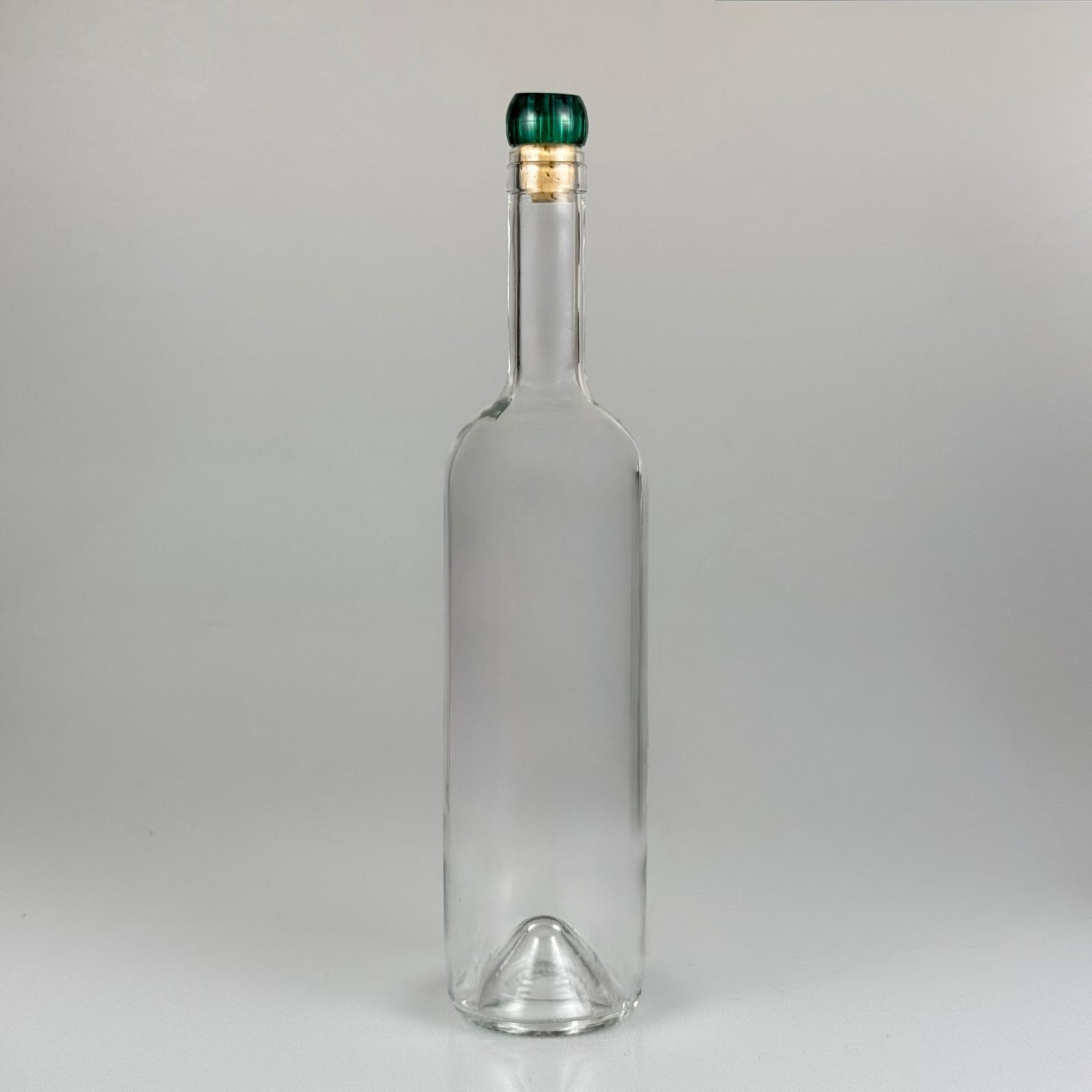 750 CC YAĞDANLIK ŞEFFAF CAM ŞİŞE + YEŞİL MANTAR TIPA - 750  ML TIPALI CAM ŞİŞE