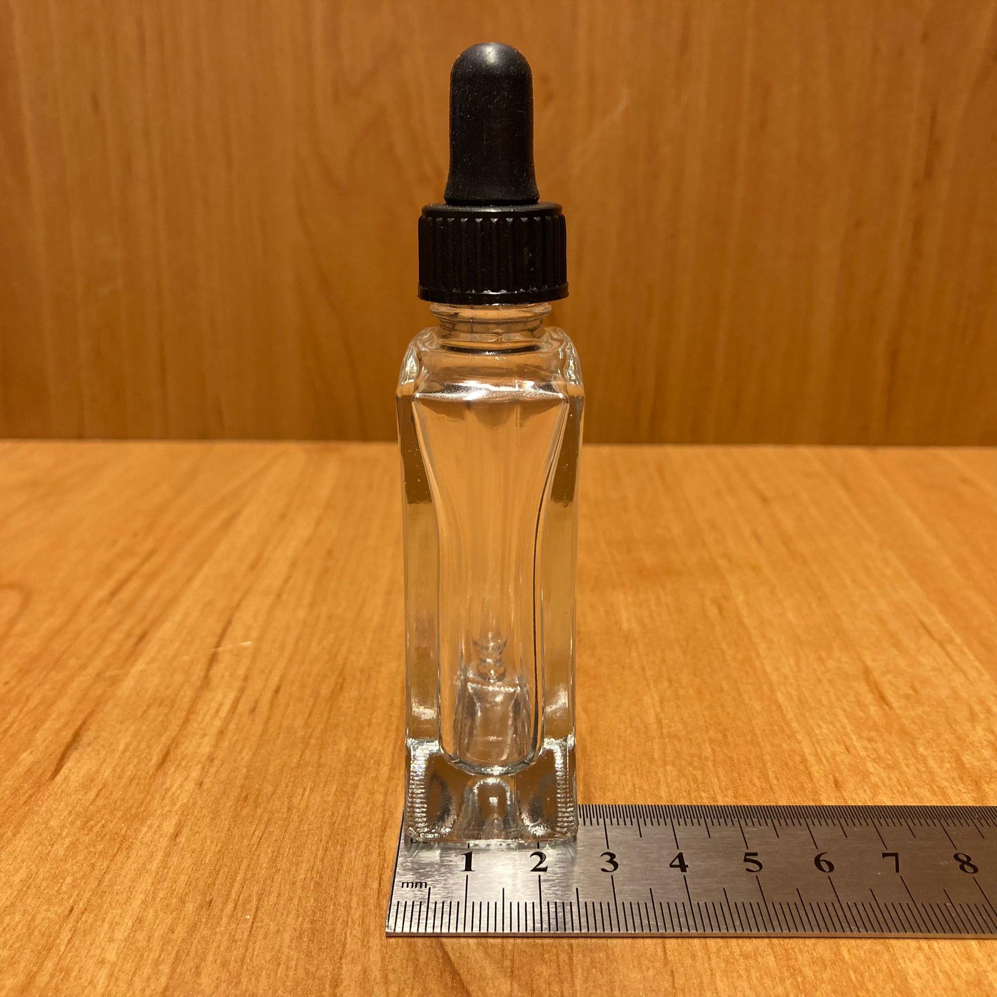 30 CC ŞEFFAF KÖŞELİ CAM DAMLALIKLI ŞİŞE - SİYAH EMZİK - SİYAH PLASTİK KAPAK - 30 ML SAYDAM CAM DAMLALIKLI ŞİŞE