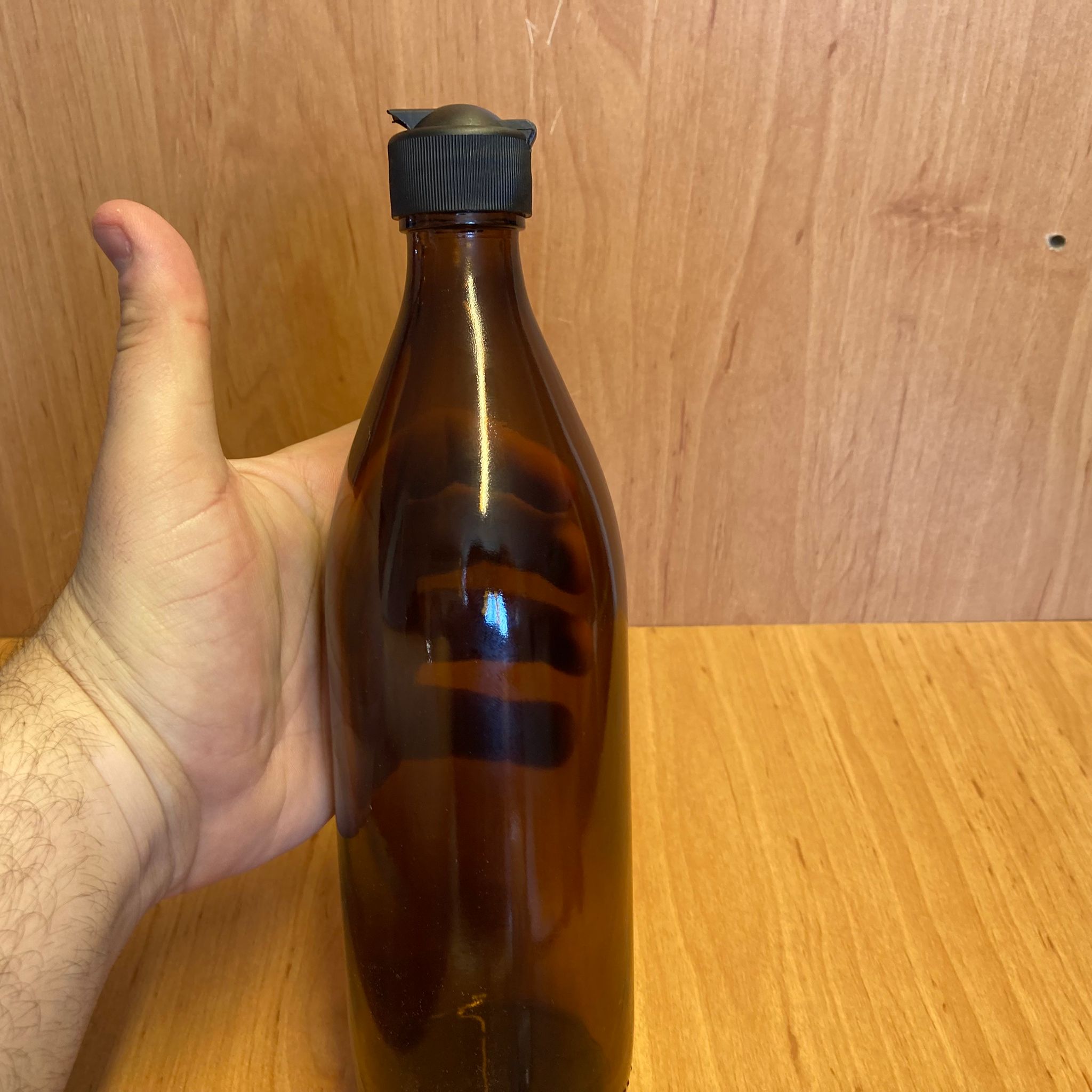 500 CC AMBER CAM ŞİŞE - SİYAH AKITICILI FLİPTOP KAPAKLI - 500 ML KAHVERENGİ BOŞ ŞURUP ŞİŞESİ - AÇILIR KAPANIR KAPAKLI