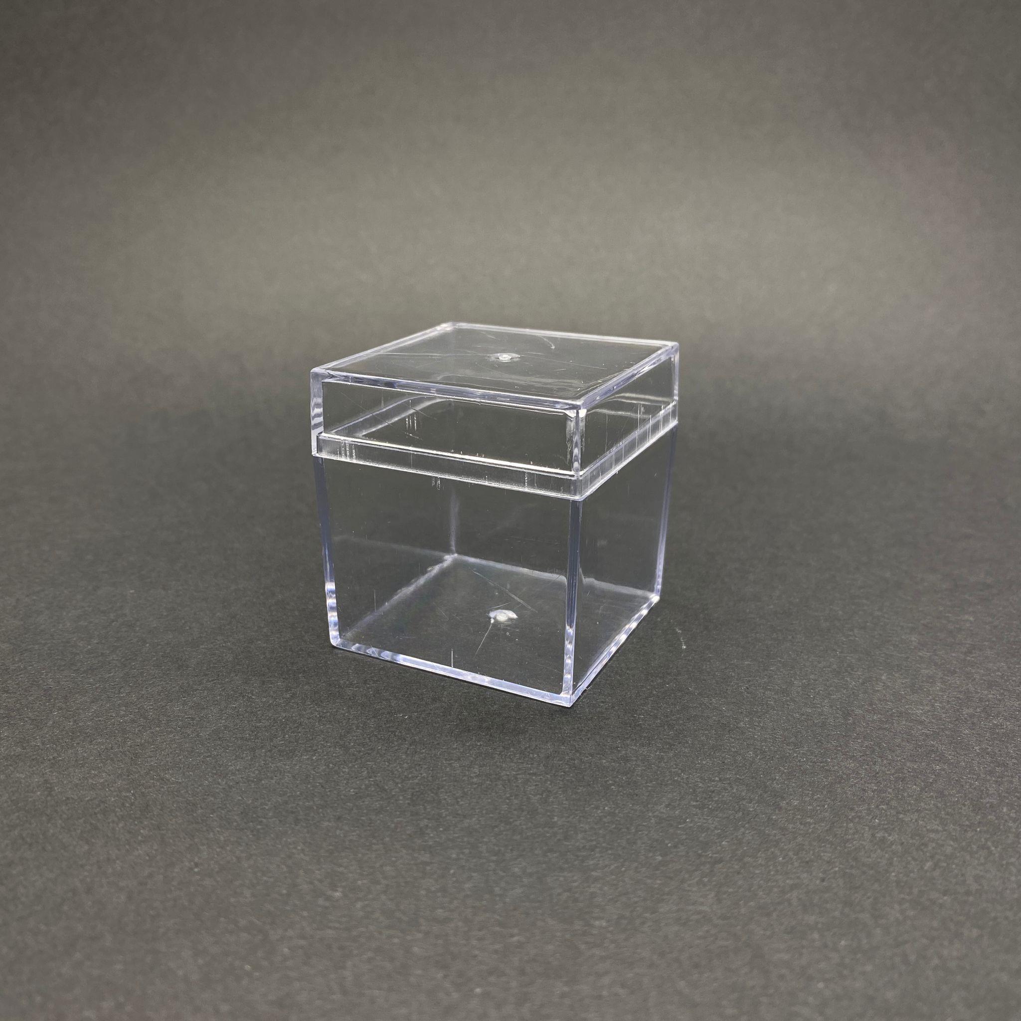 MİKA KUTU 4,5X4,5 CM (50 cc) - KARE KAPAKLI PLEKSİ KUTU - KRİSTAL KUTU - 25Lİ PAKET