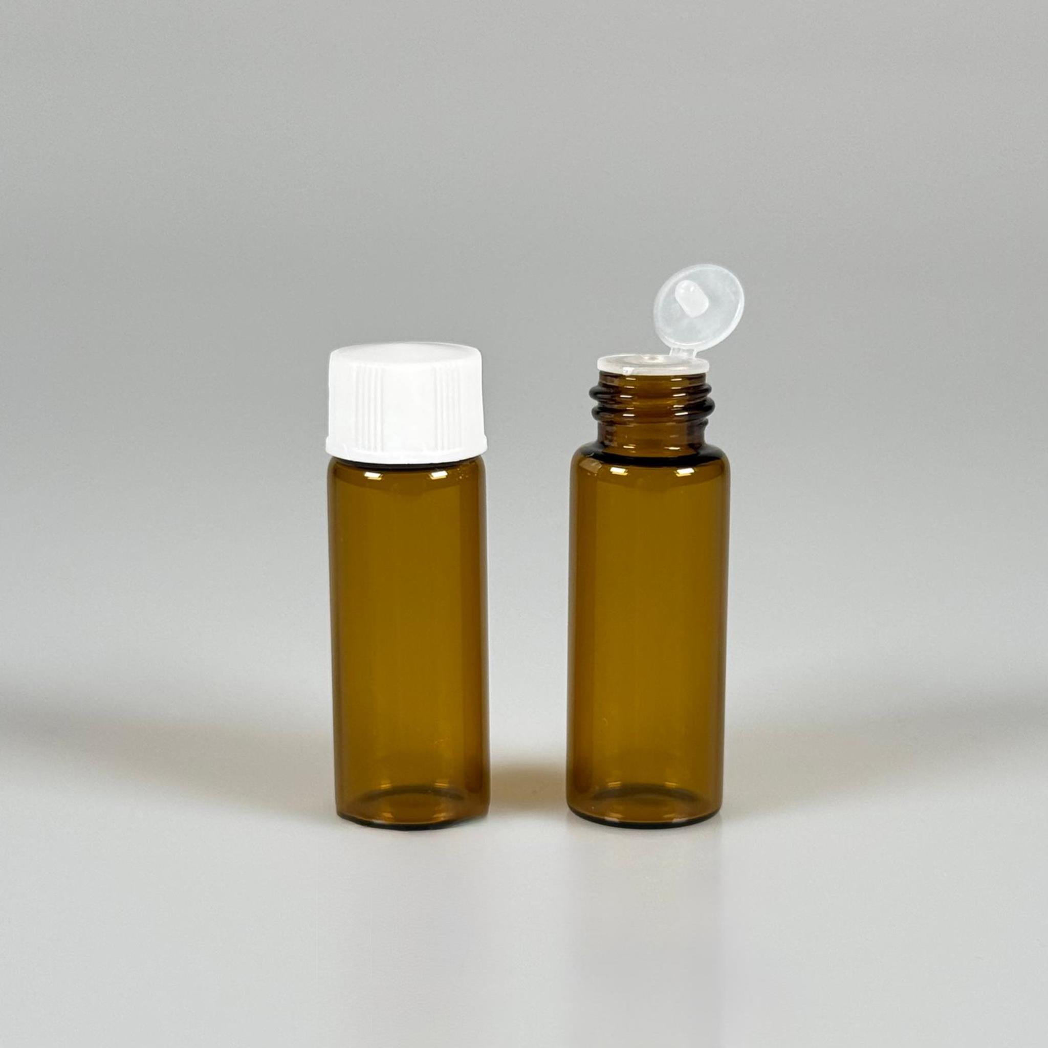 5 CC AMBER İNCE CAM ŞİŞE - BEYAZ KAPAKLI + İÇTEN DAMLALIKLI - 5 ML CAM ŞİŞE