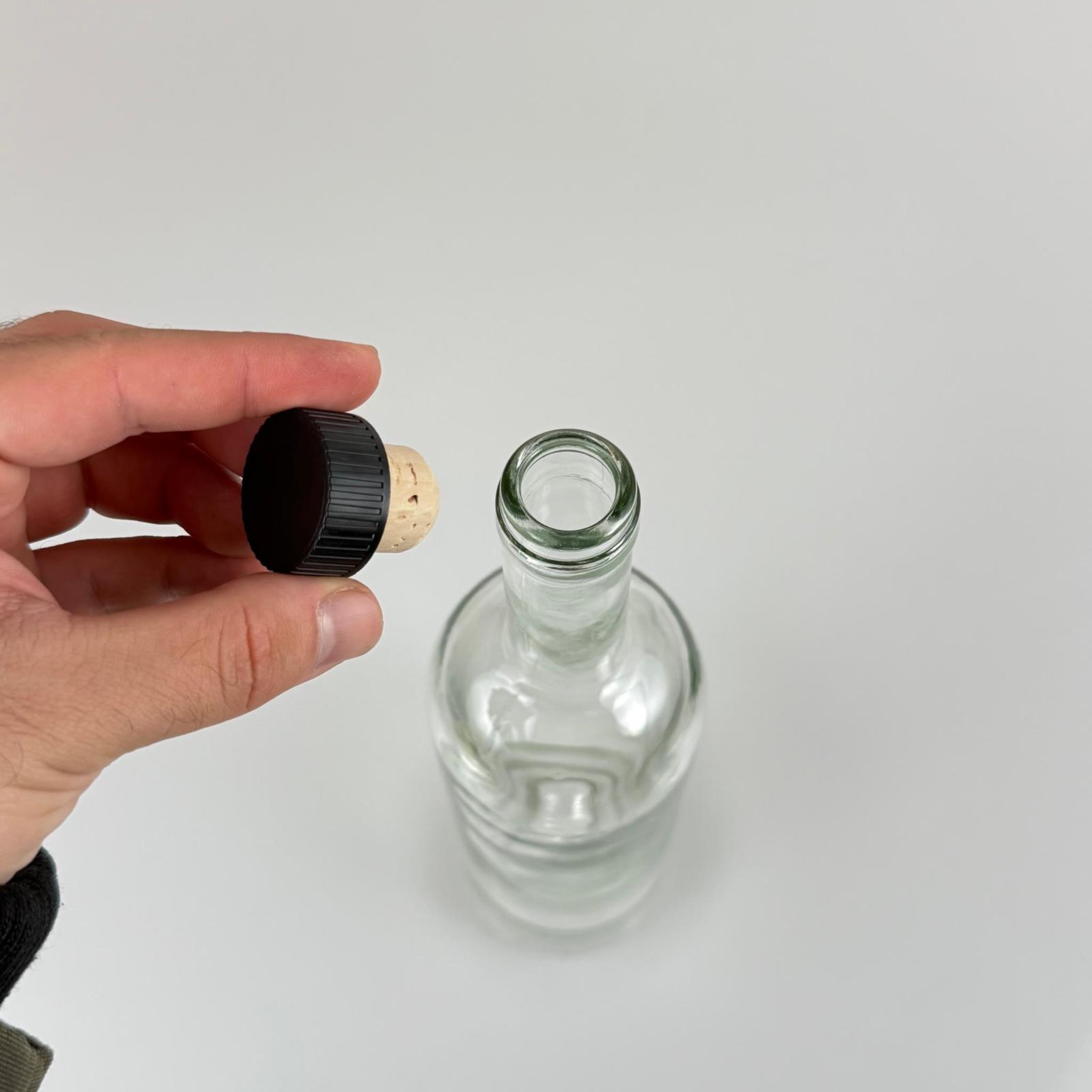 750 CC PAŞABAHÇE YAĞDANLIK ŞİŞESİ - SİYAH DOĞAL MANTAR TIPALI - 750 ML YAĞ ŞİŞESİ ŞEFFAF - CAM ZEYTİNYAĞ ŞİŞESİ