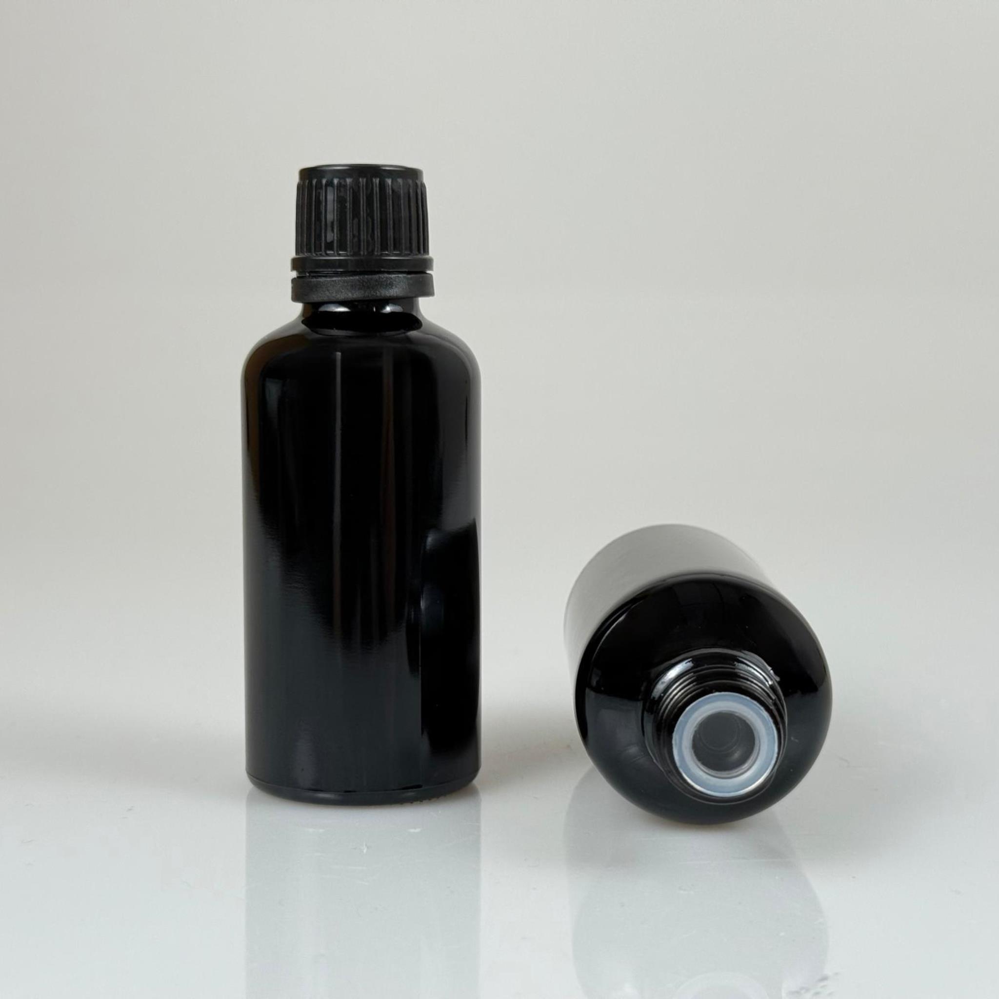 50 CC SİYAH SİYAH KİLİT KAPAKLI - KÖR TIPALI CAM ŞİŞE - 50 ML SİYAH STANDART KİLİTLİ KAPAKLI KÖR TIPALI CAM ŞİŞE